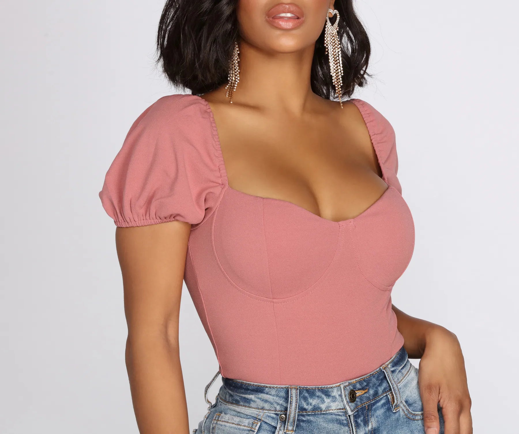 Crepe Puff Sleeve Bodysuit - Image 8