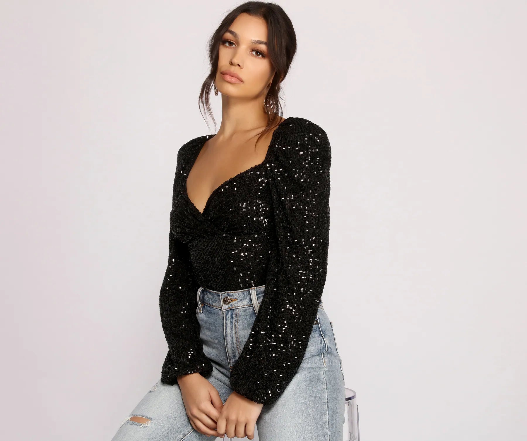 All that Glow Puff Sleeve Sequin Bodysuit - Image 6