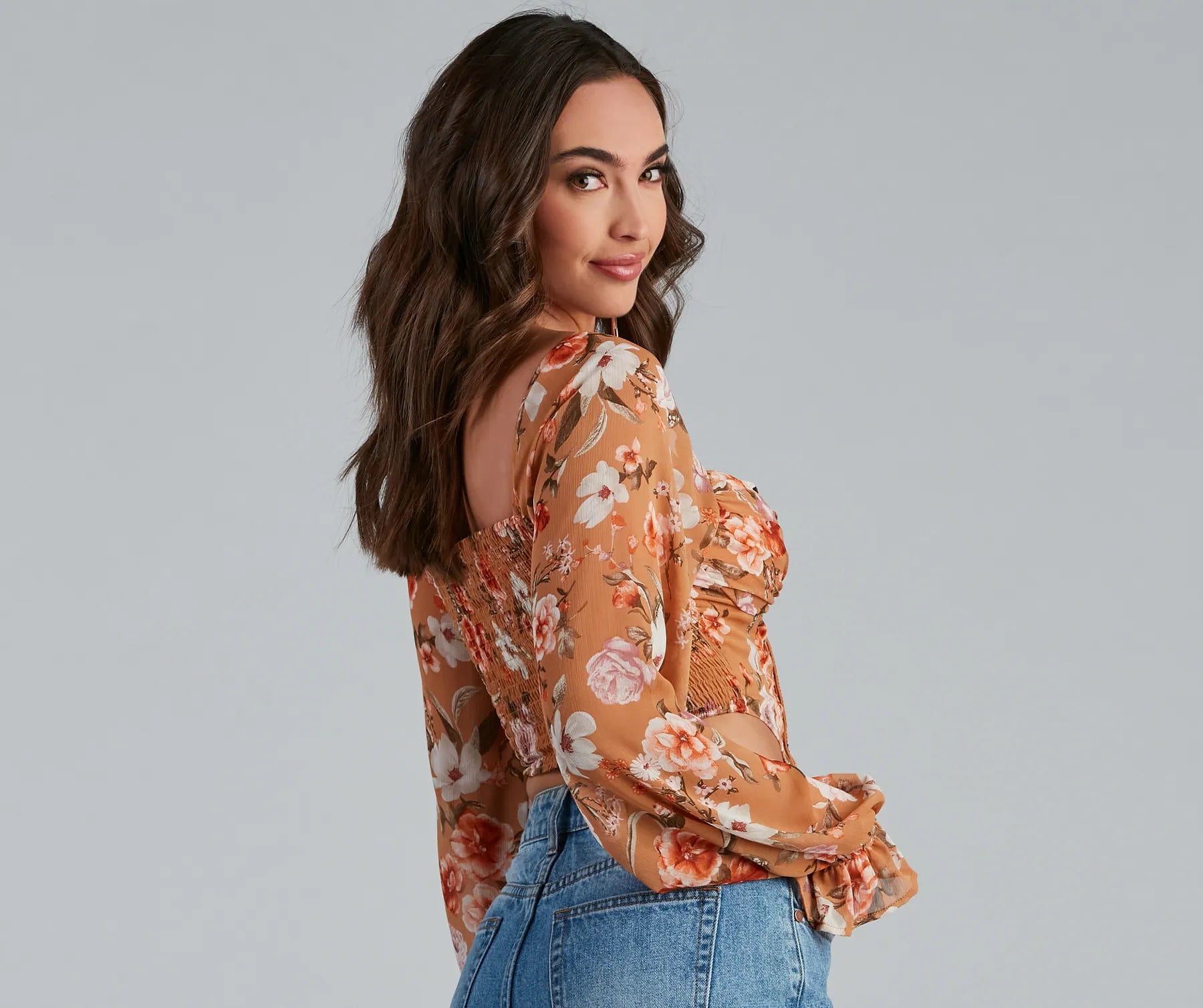 Floral Play Crepe Corset Top - Image 2