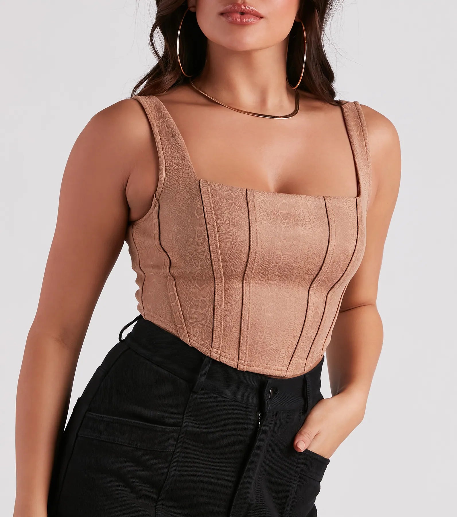 Slither In Style Faux Suede Snake Corset Top - Image 4