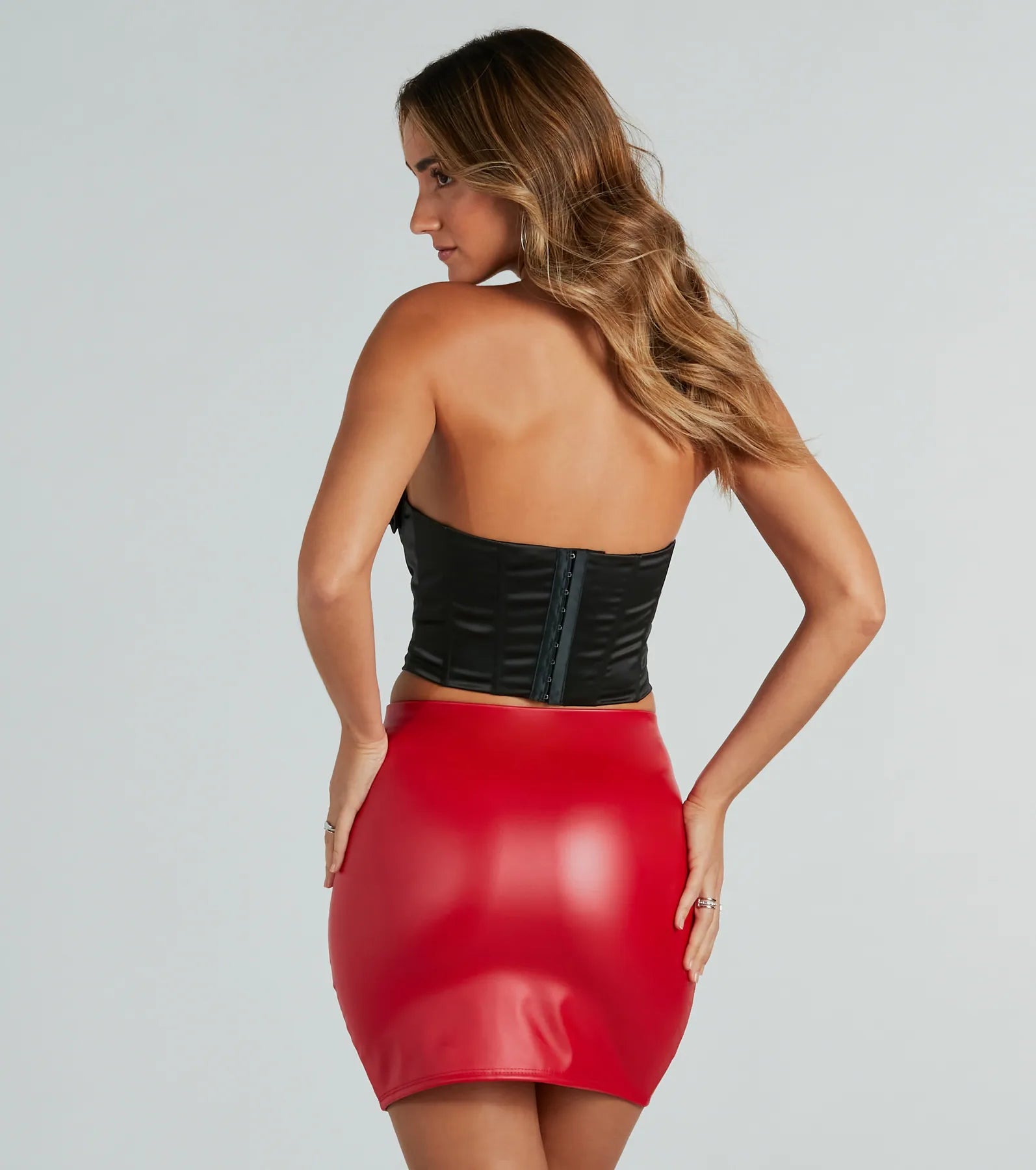 Dreamy Aesthetic Satin Rosette Bustier - Image 2