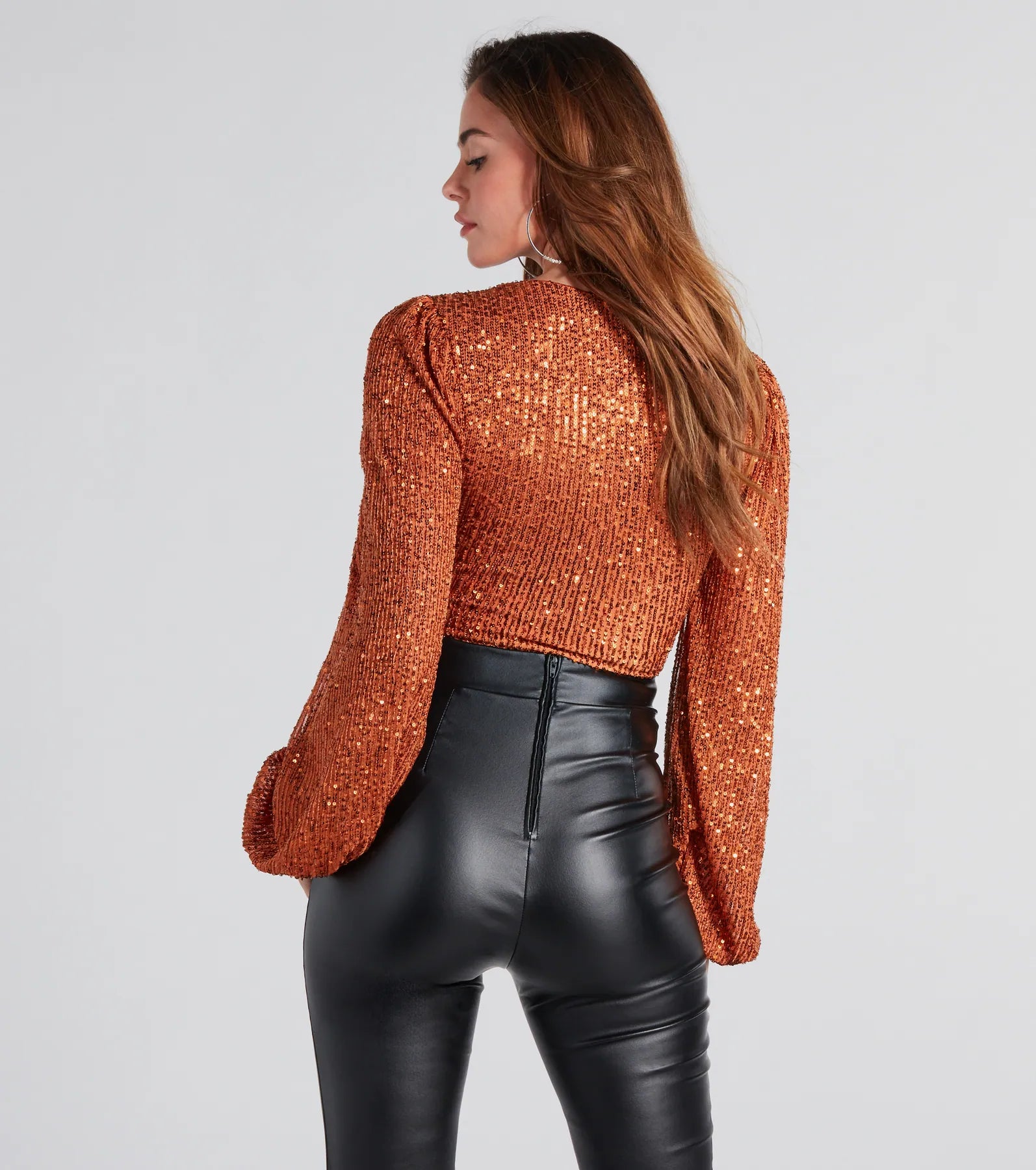 She's A Vision Sequin Lace-Up Crop Top - Image 2