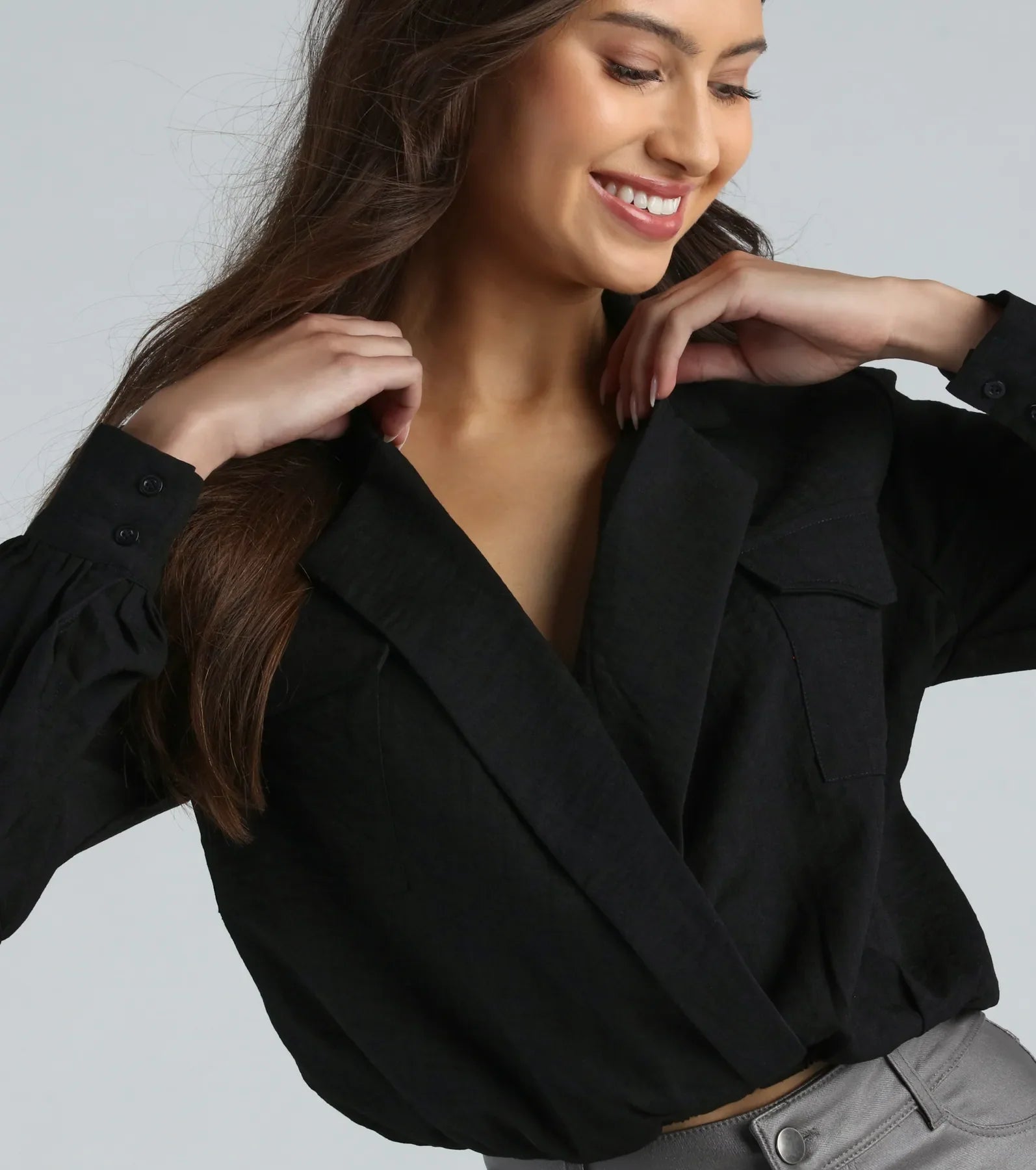 Endless Possibility Surplice Crop Blouse - Image 3