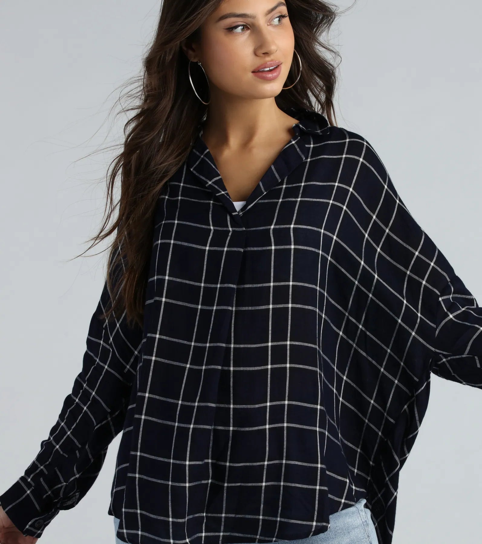 Seasonal Chic Plaid Oversized Top - Image 3