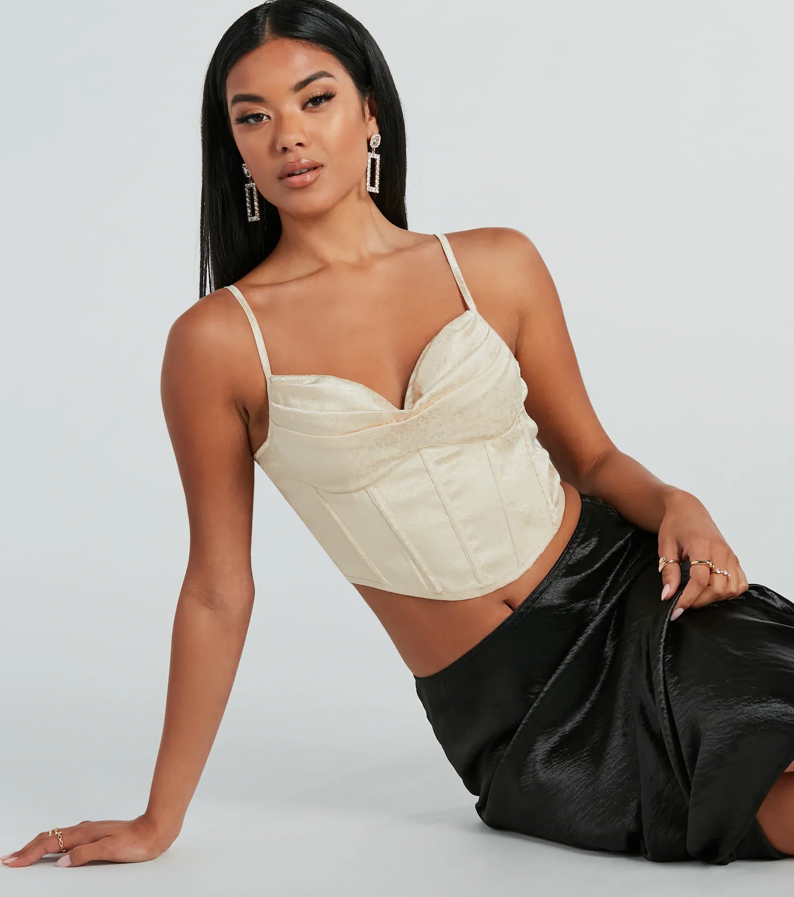 Easily Darling Satin Floral Jacquard Bustier - Image 5