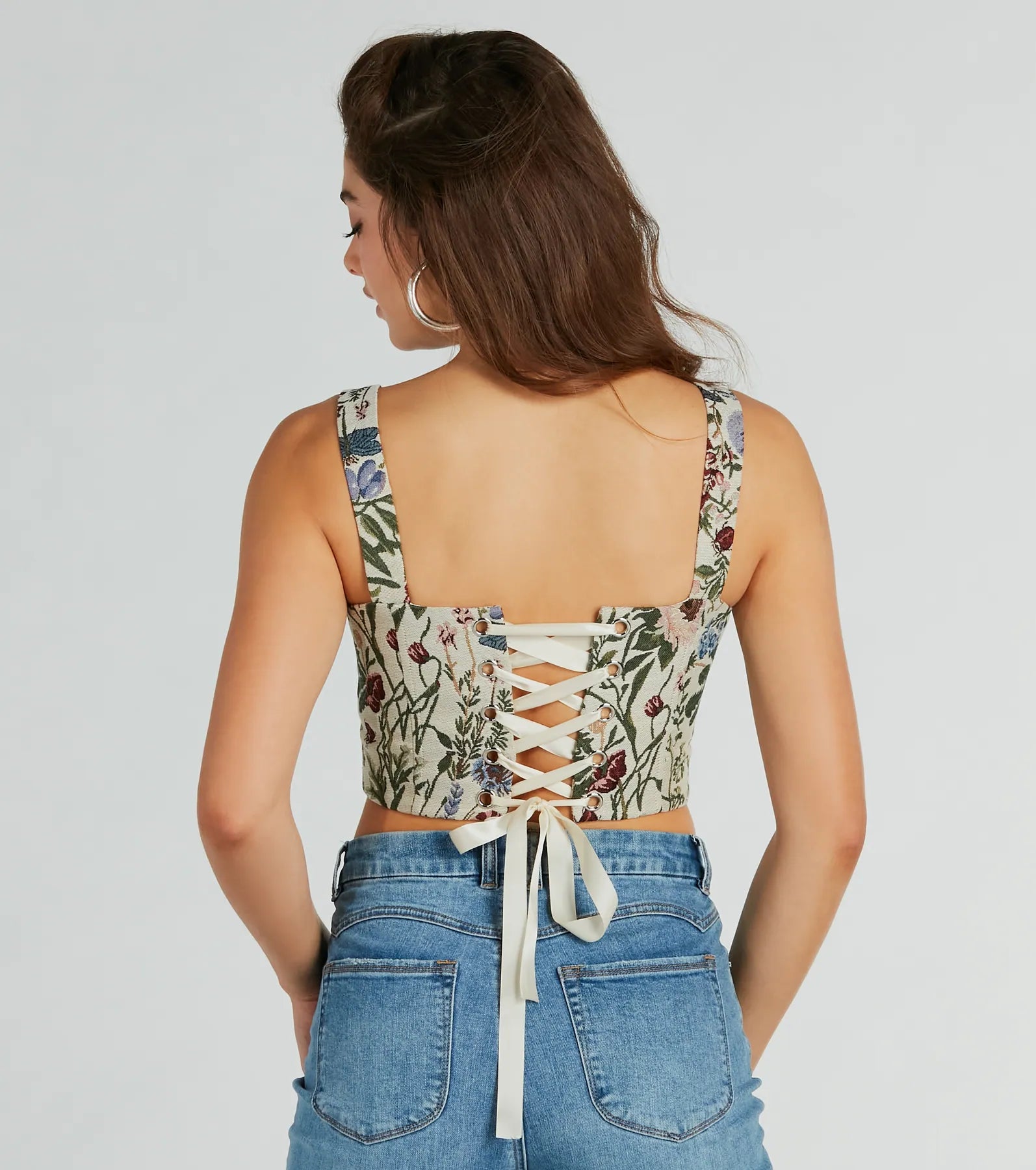 Garden Fantasy Floral Lace-Up Corset Top - Image 10