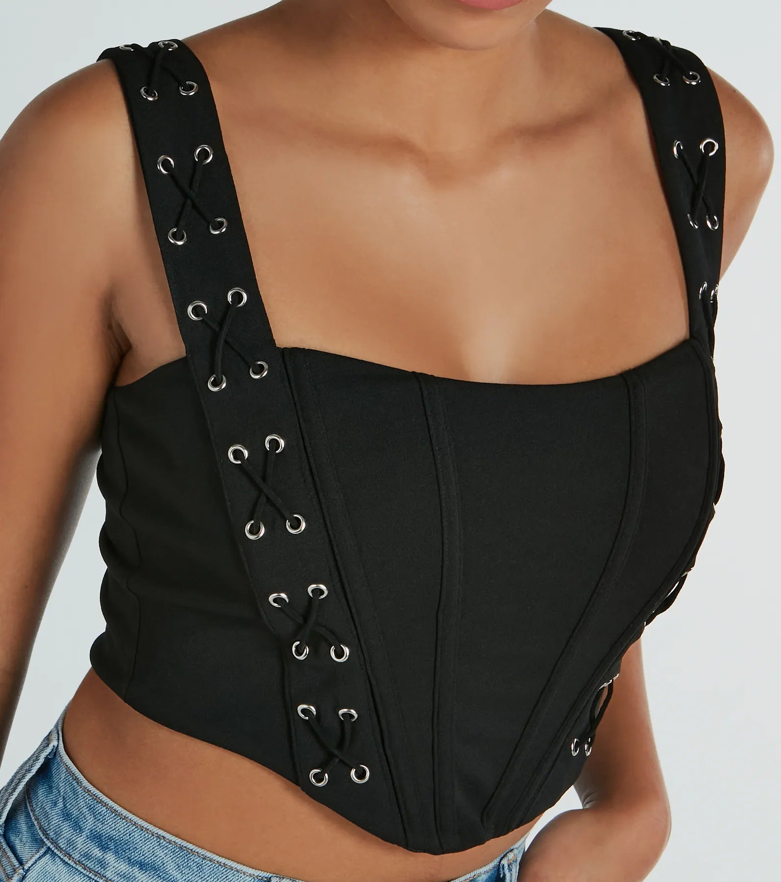 Sultry Stunner Lace-Up Detail Corset Top - Image 4