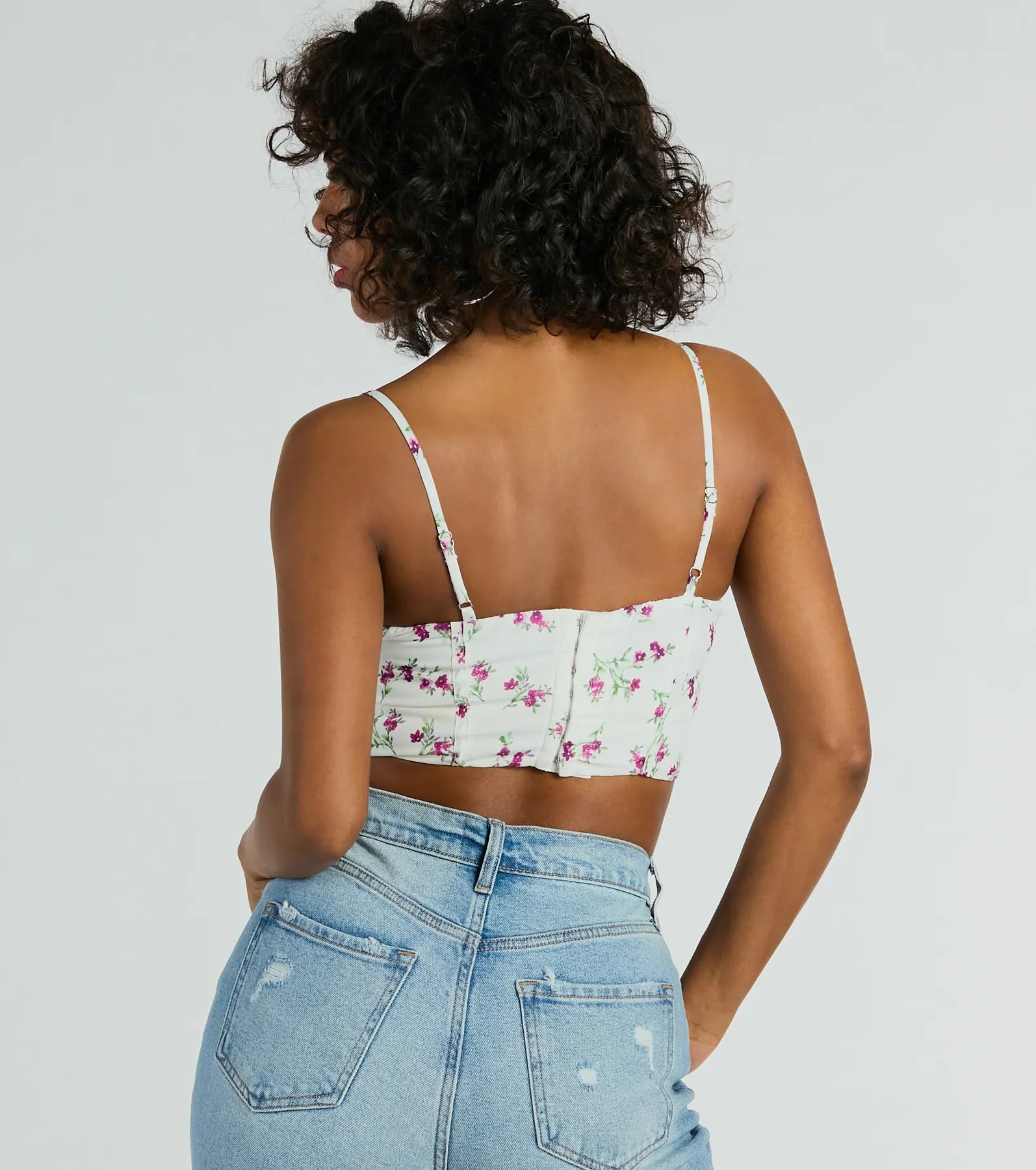 Perfect Harmony Cowl Neck Floral Crop Top - Image 2
