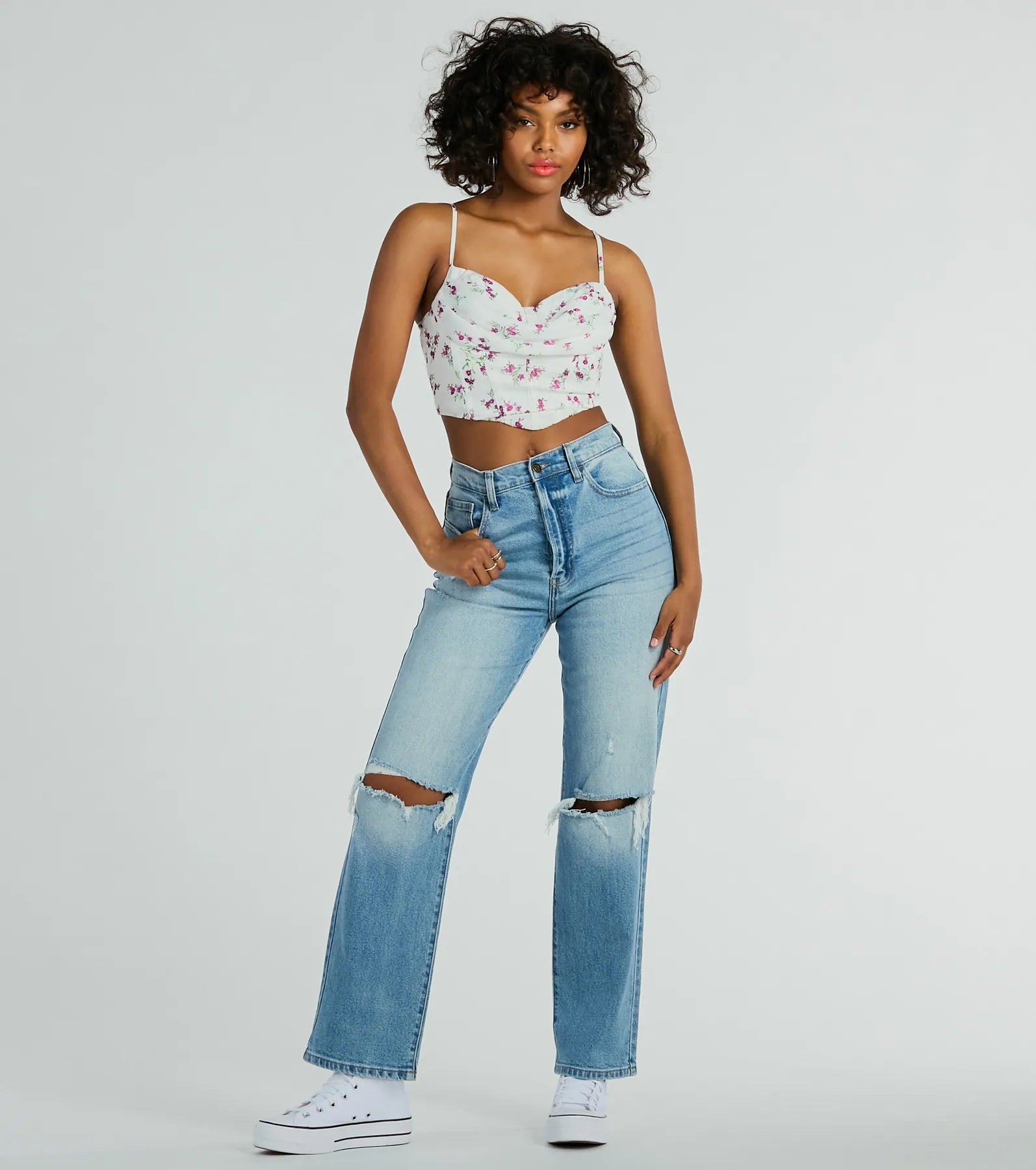 Perfect Harmony Cowl Neck Floral Crop Top - Image 3