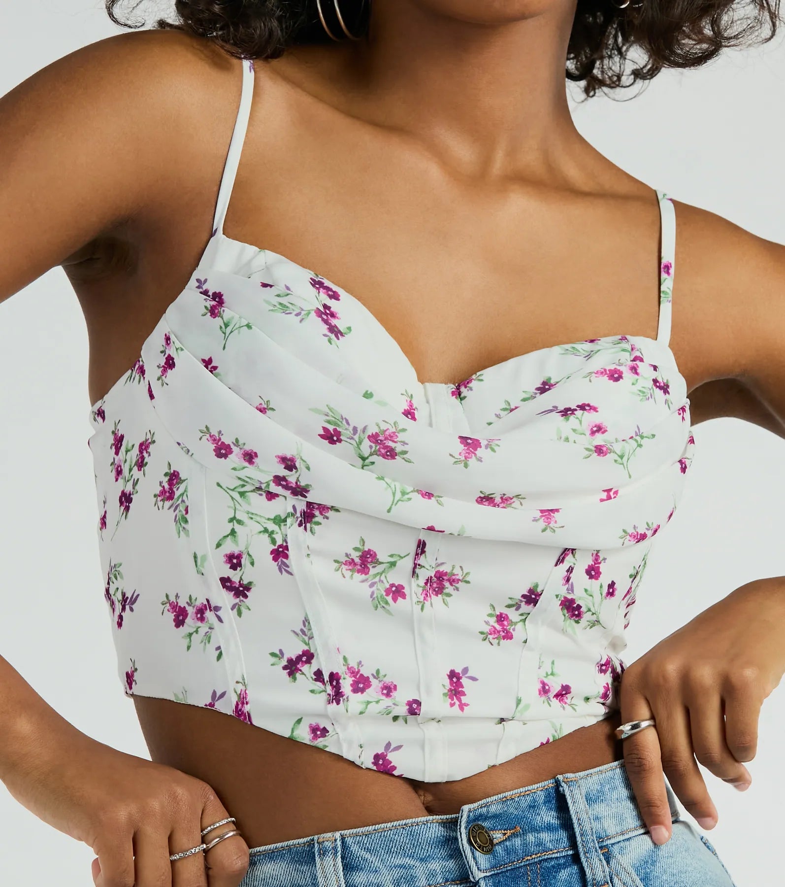 Perfect Harmony Cowl Neck Floral Crop Top - Image 4