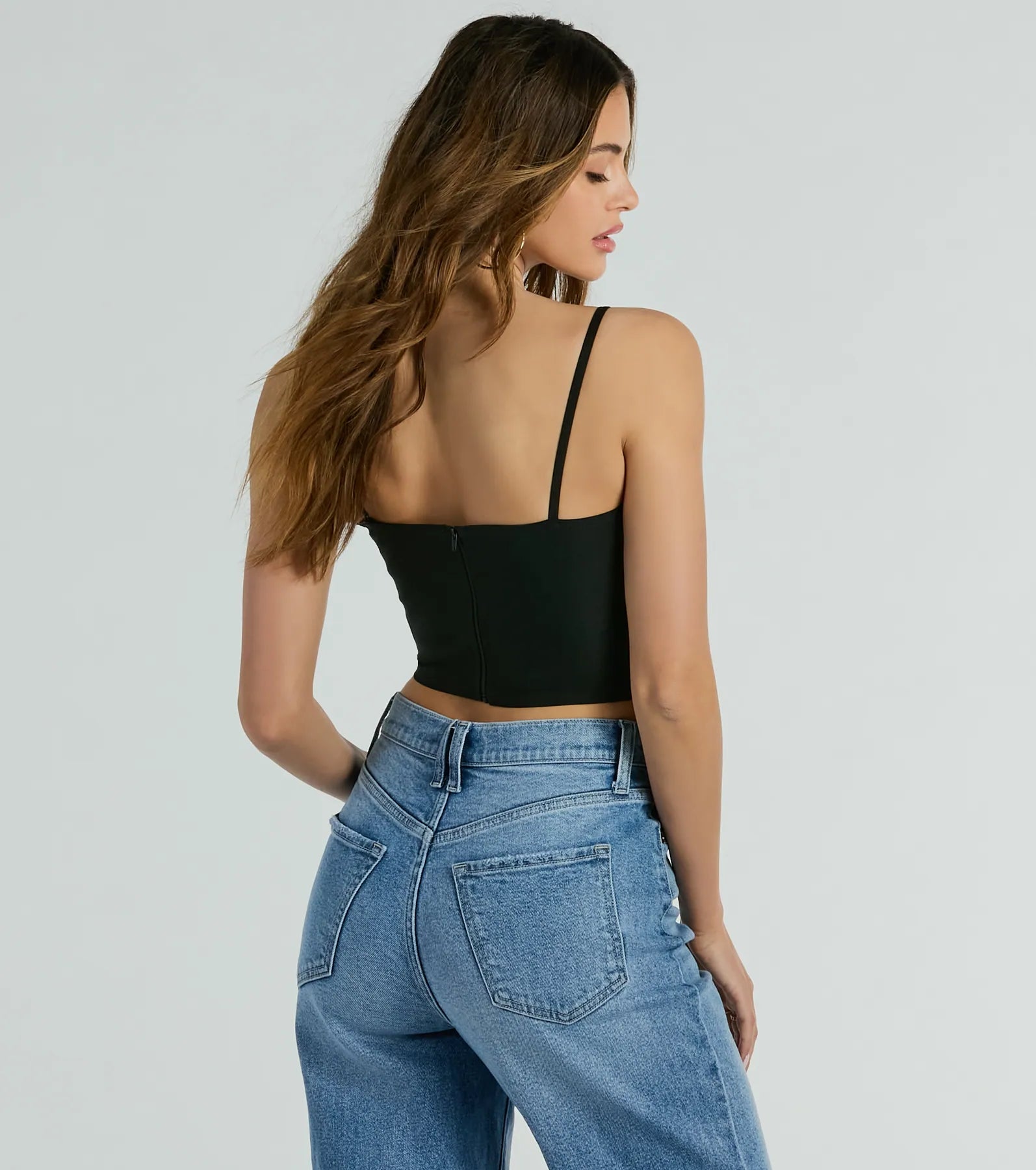 Sultry Flair Woven Cropped Corset Top - Image 2