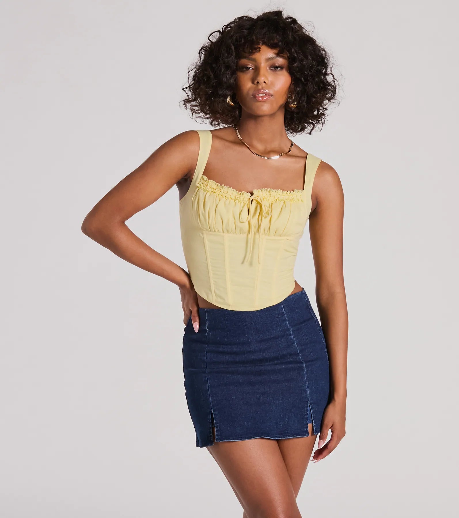 Romantic Look Lace Trim Floral Corset Top - Image 5