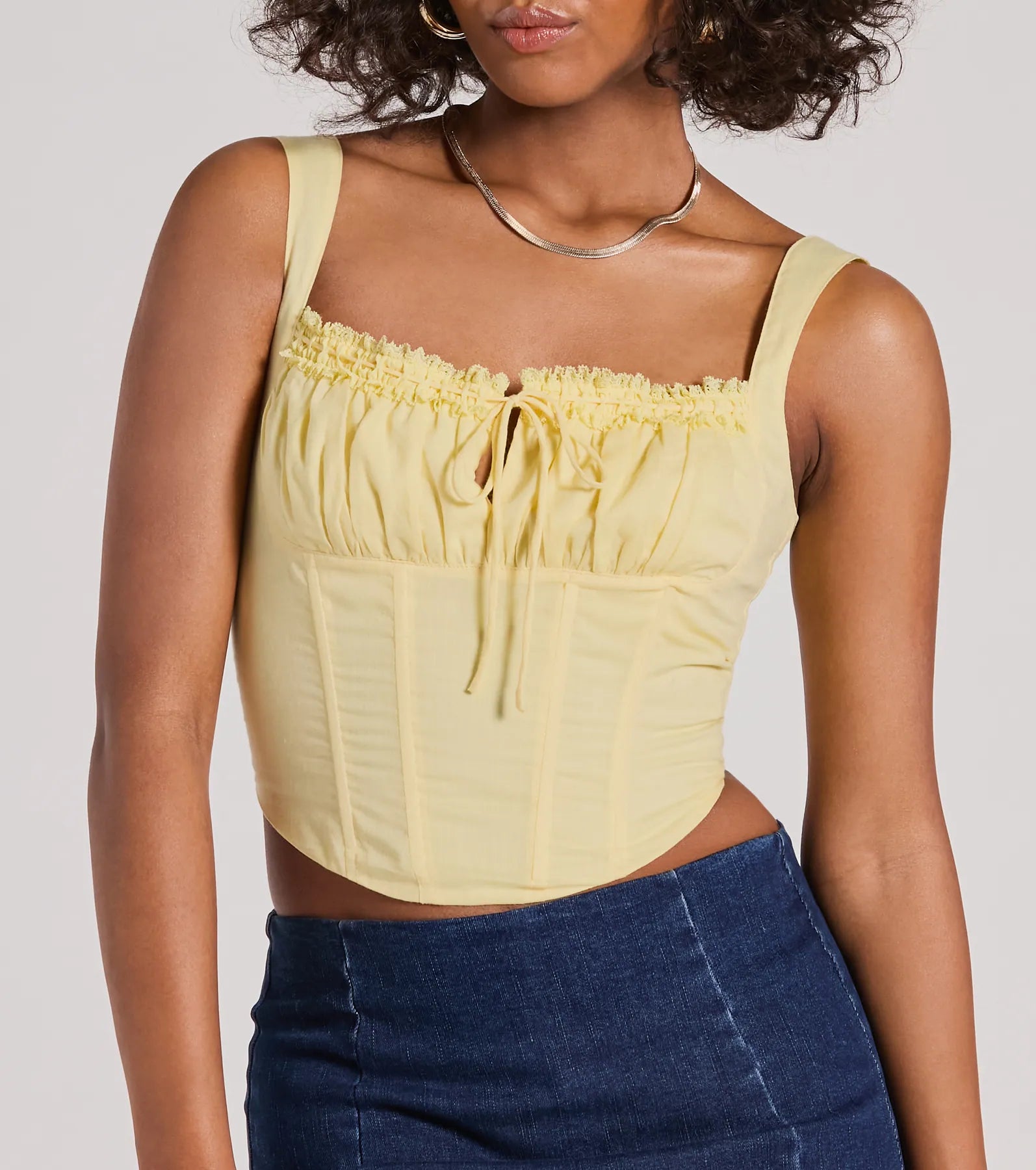 Romantic Look Lace Trim Floral Corset Top - Image 8