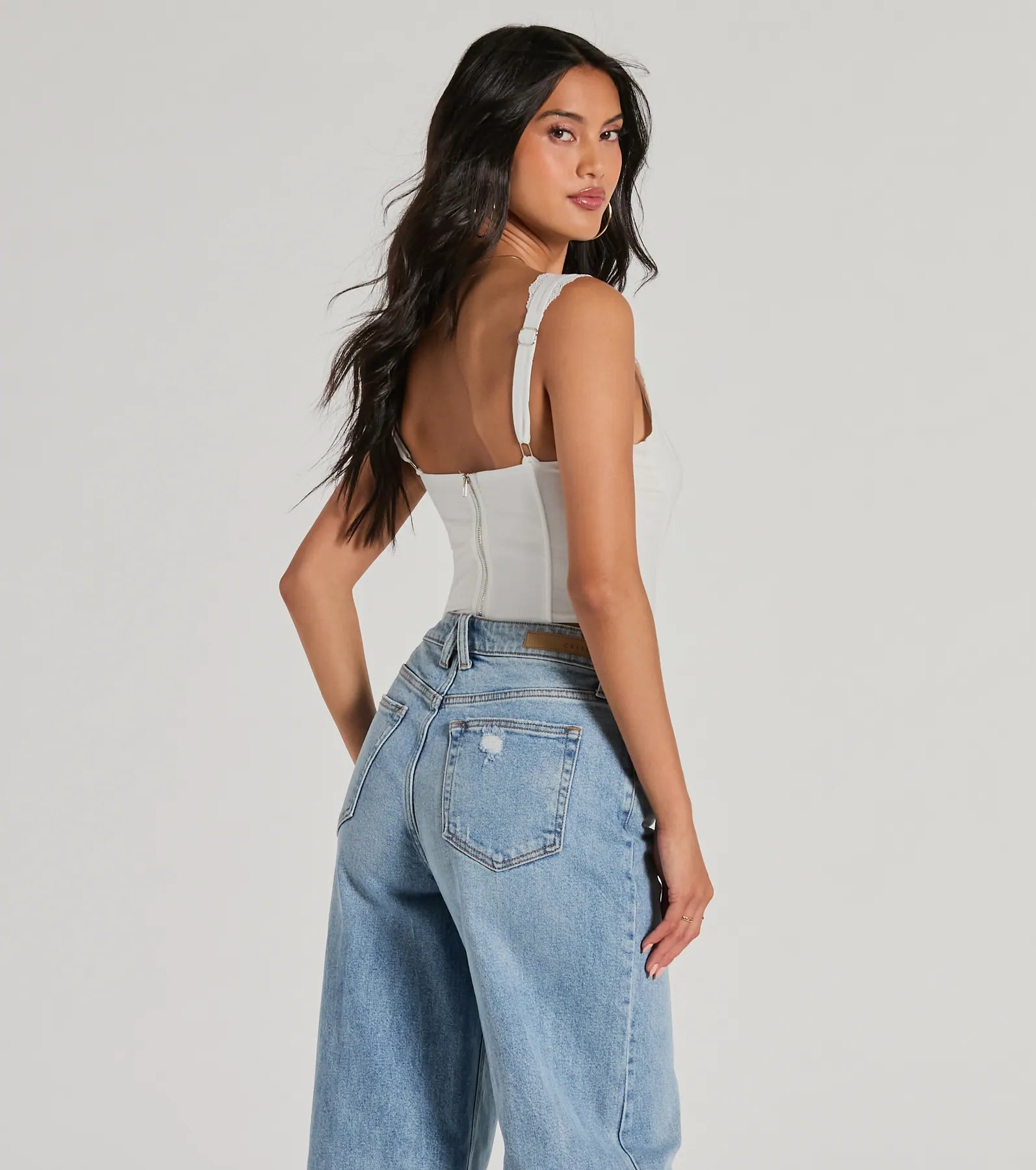 Angelic Cutie V-Neck Lace Trim Corset Top - Image 2