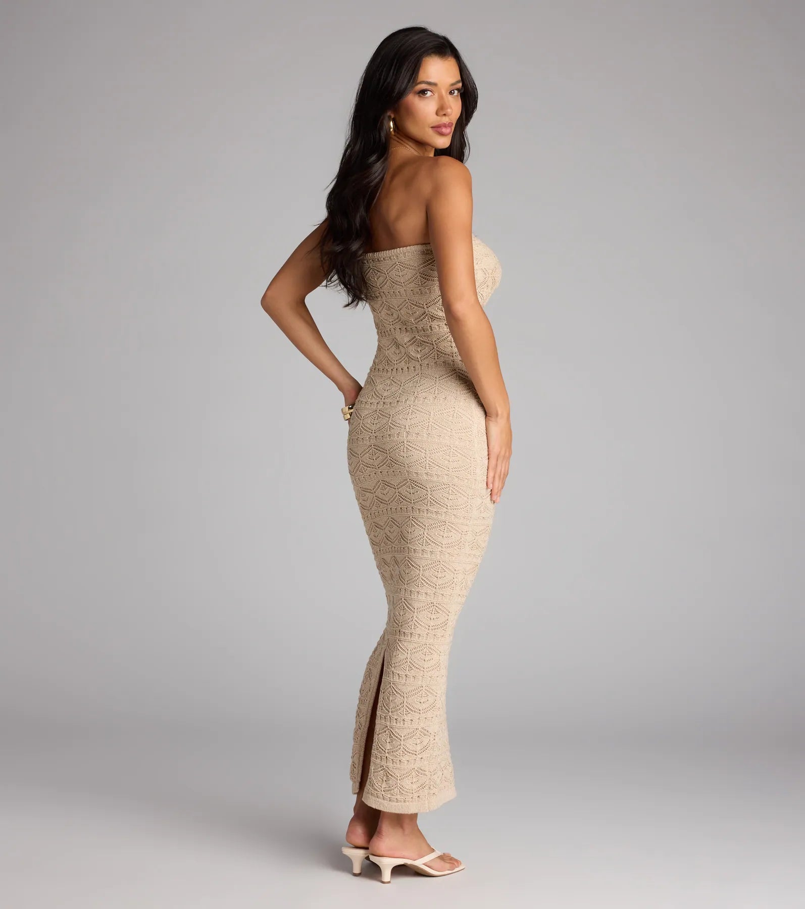 Barefoot Bliss Strapless Crochet Maxi - Image 2