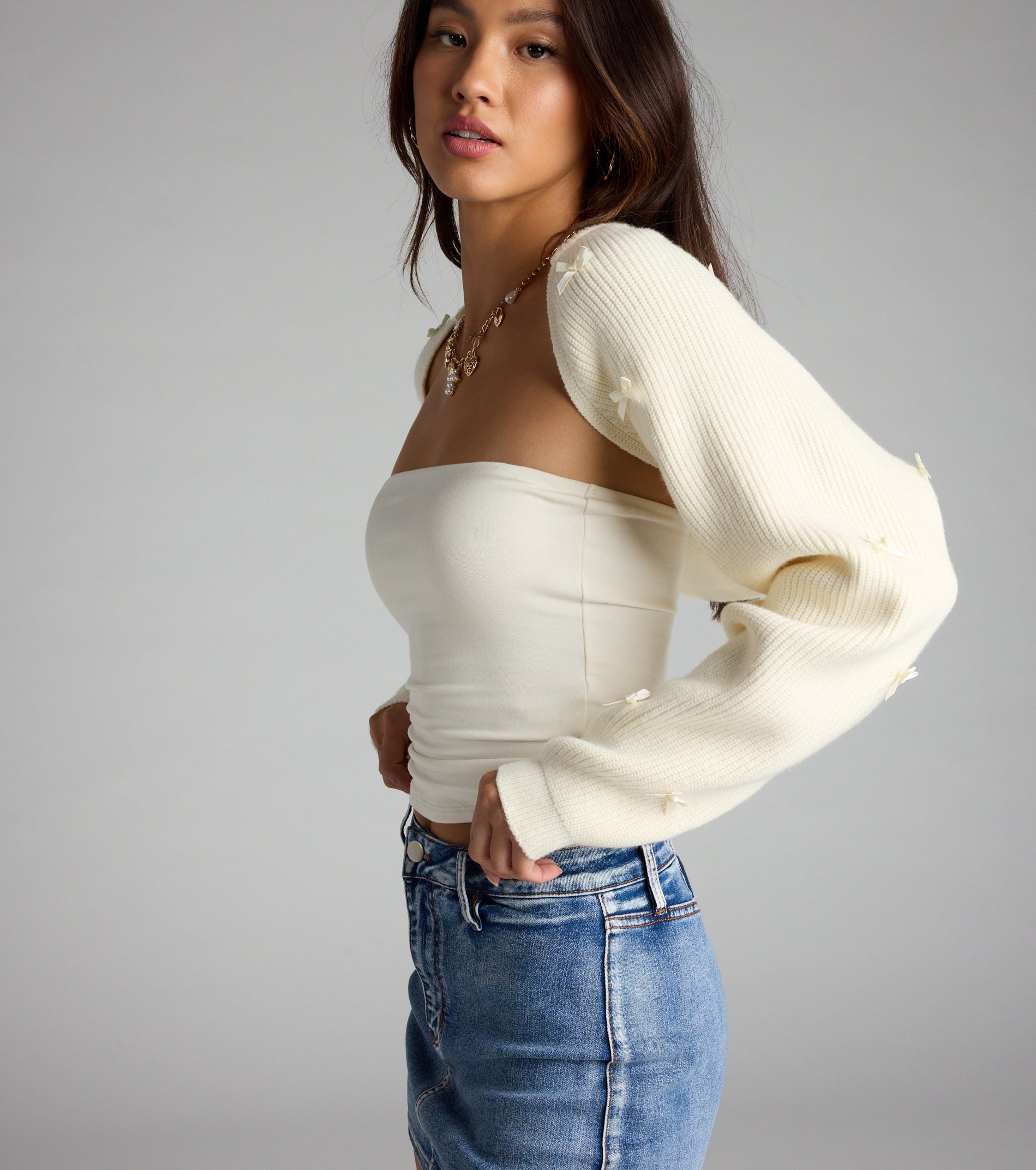 Cute But Casual Bow Knit Bolero - Image 4