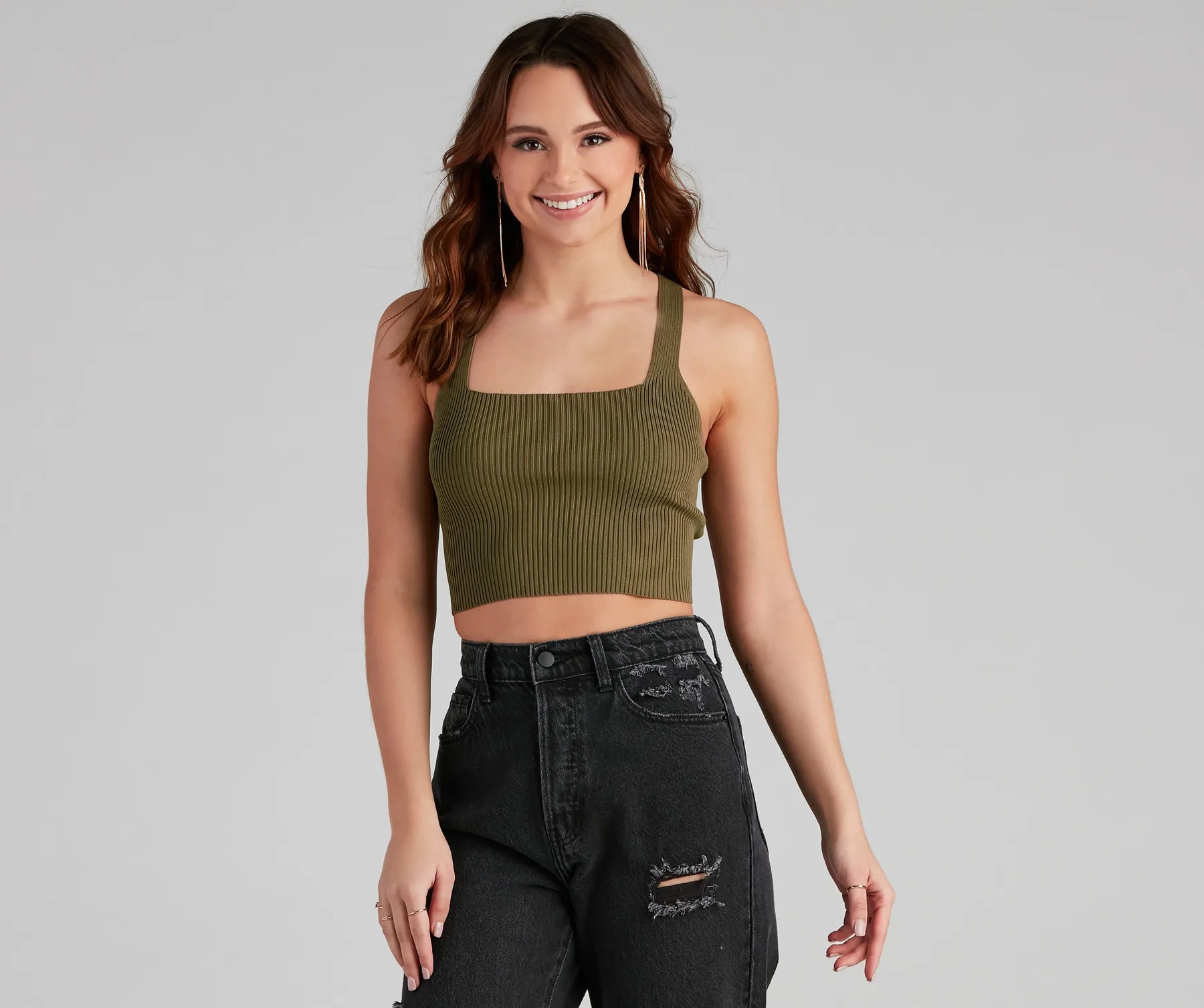 You Better Work Lace-Up Crop Top - Image 9