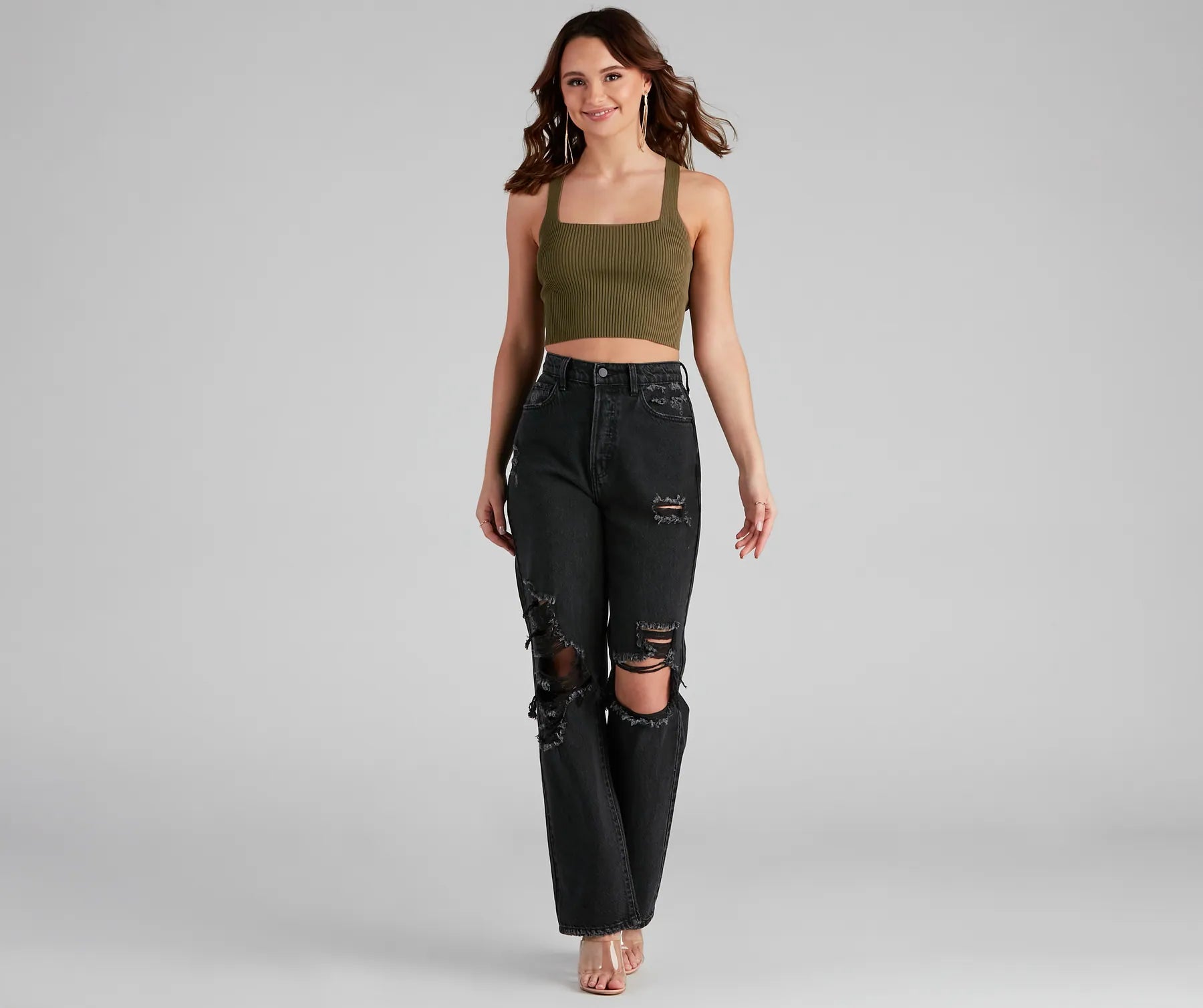You Better Work Lace-Up Crop Top - Image 11