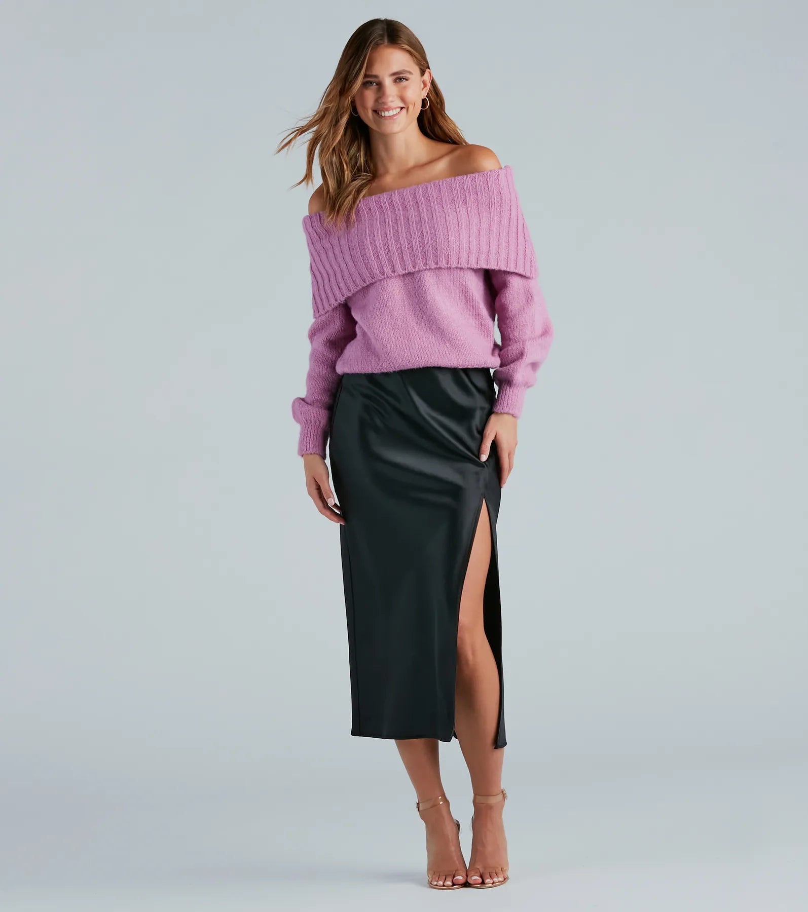 Flirty And Cool Off-The-Shoulder Sweater Top - Image 3