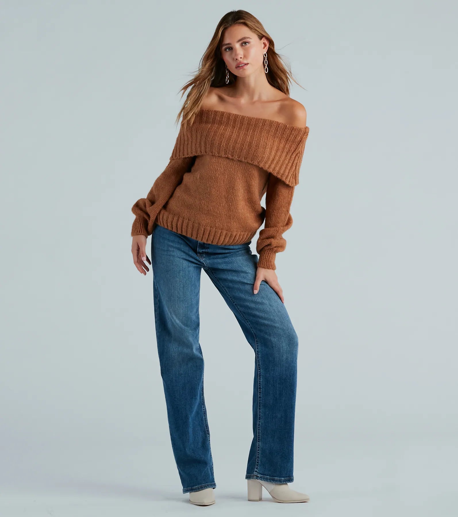 Flirty And Cool Off-The-Shoulder Sweater Top - Image 7
