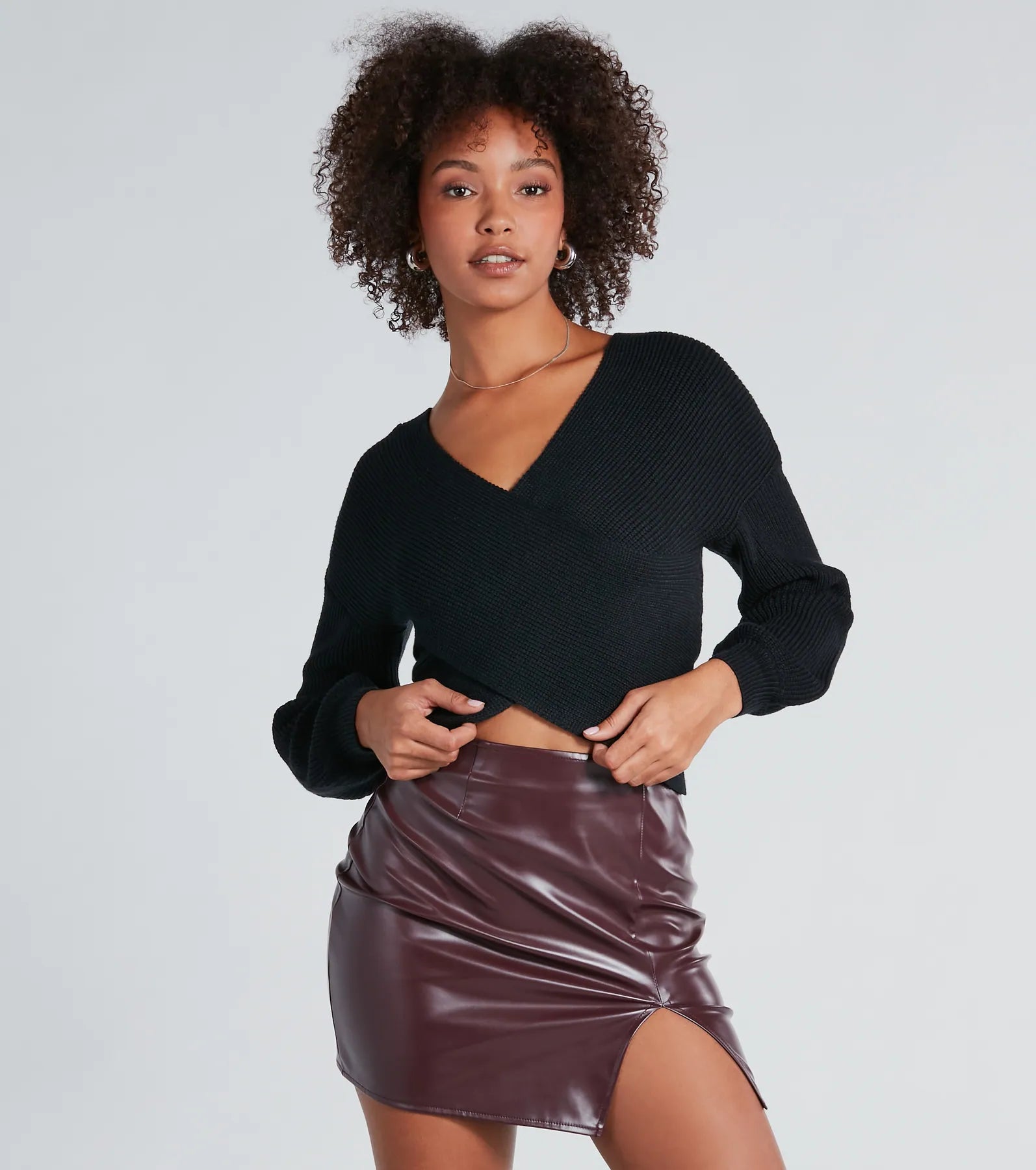 Warm Up Wrap-Front Ribbed Knit Sweater - Image 5