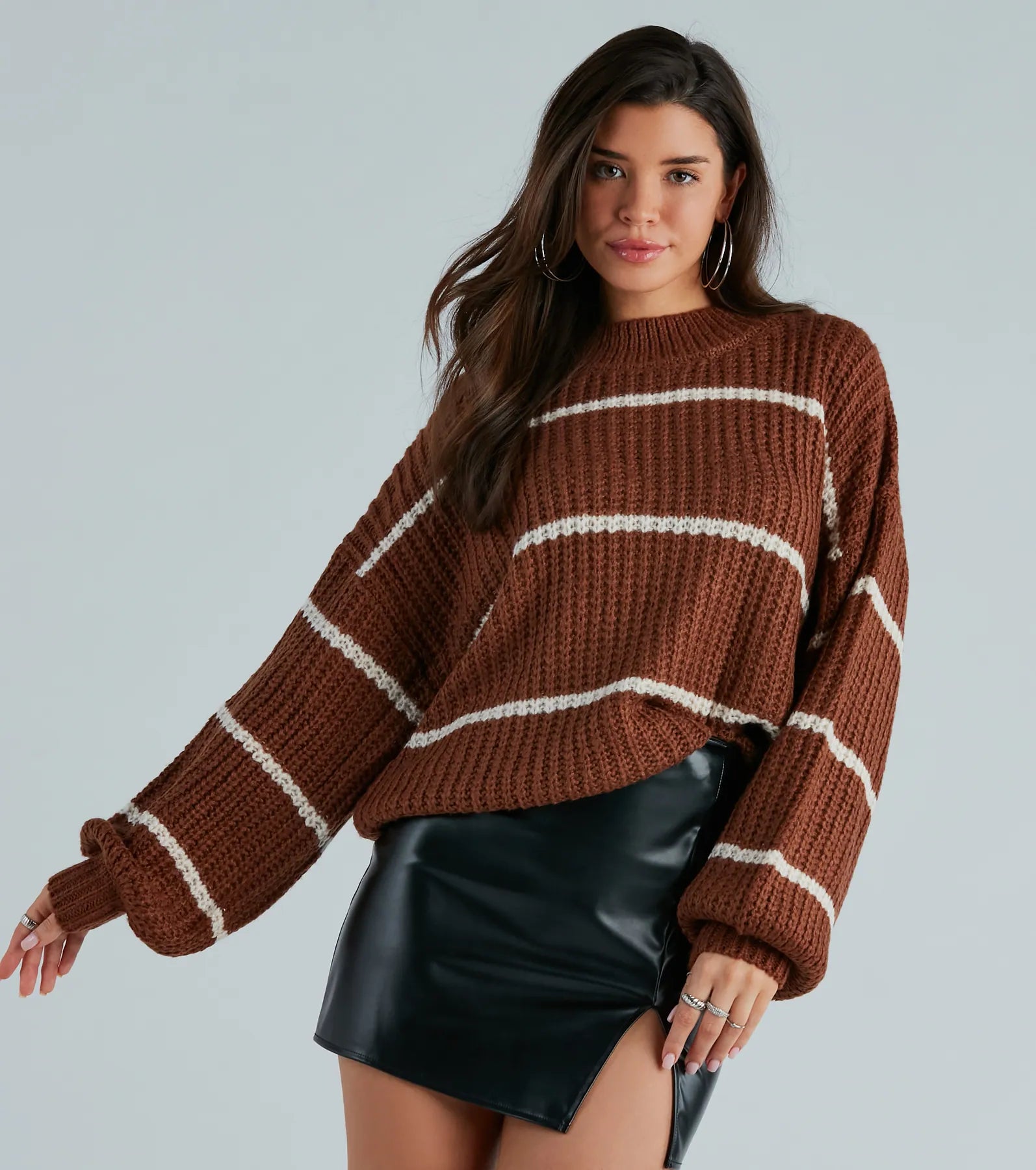 Confident Cutie Striped Oversized Sweater - Image 5
