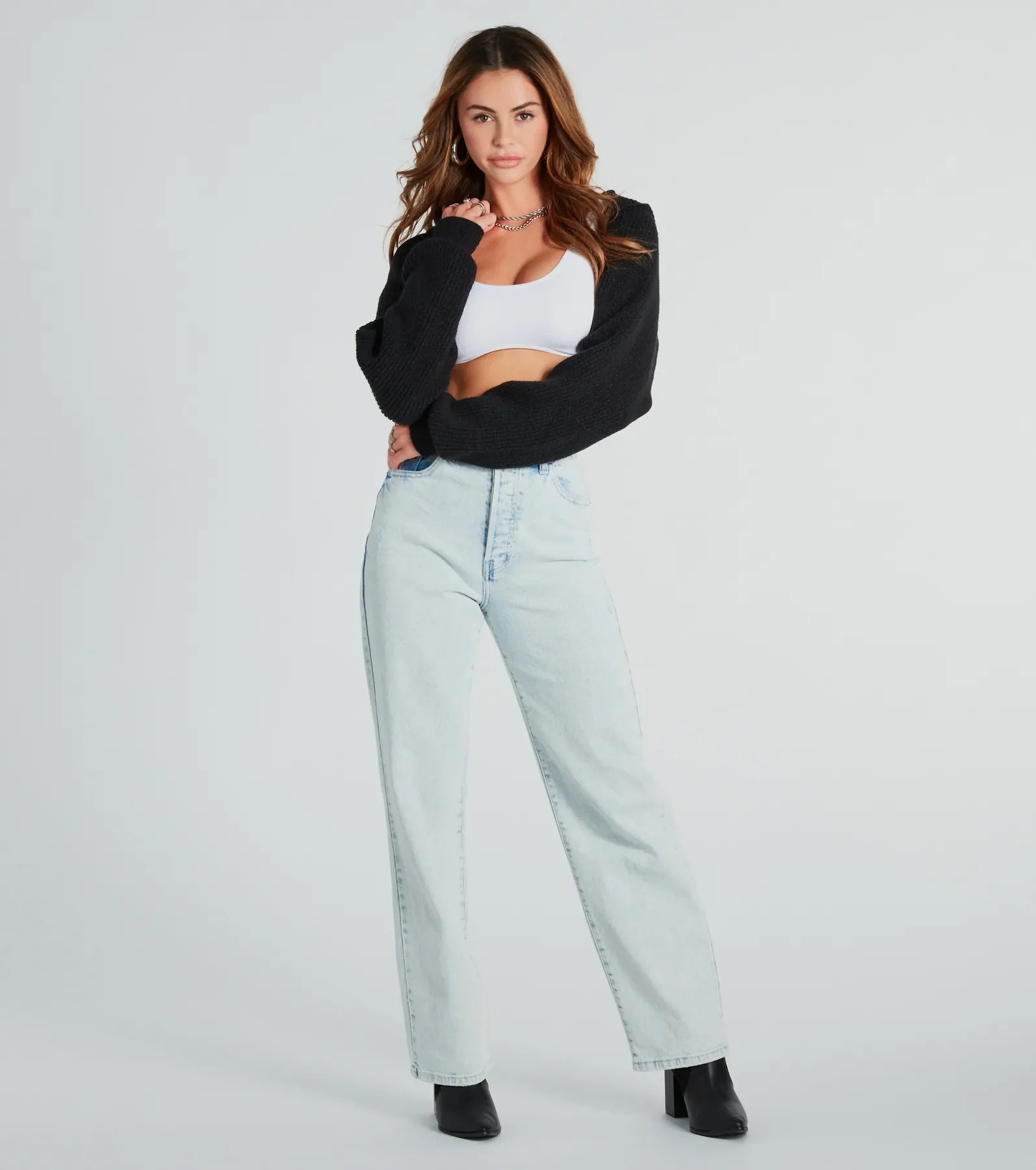 Comfy Cute Sweater Knit Bolero Hoodie - Image 4