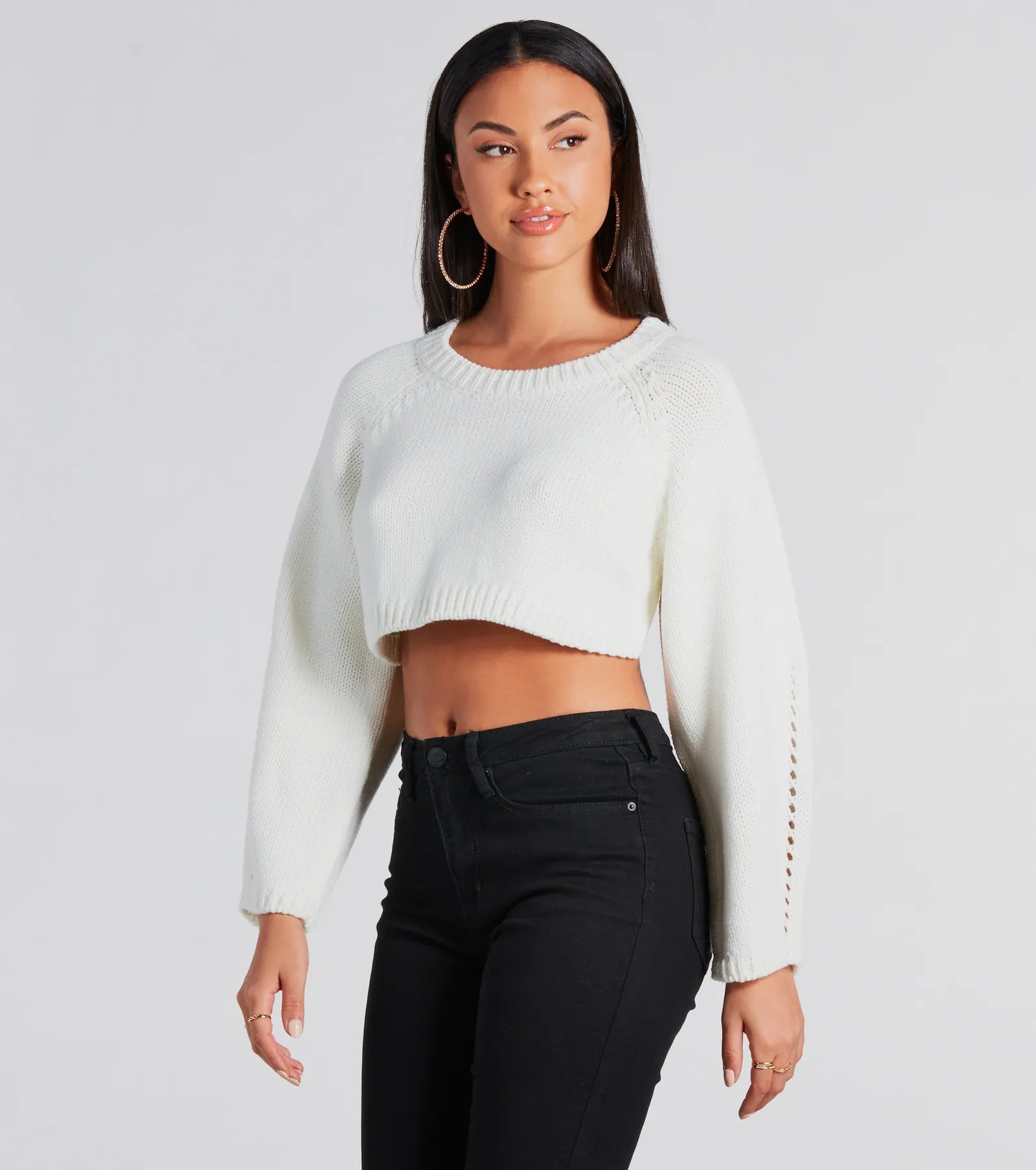 Elevated Cozy Open Back Cropped Sweater - Image 5