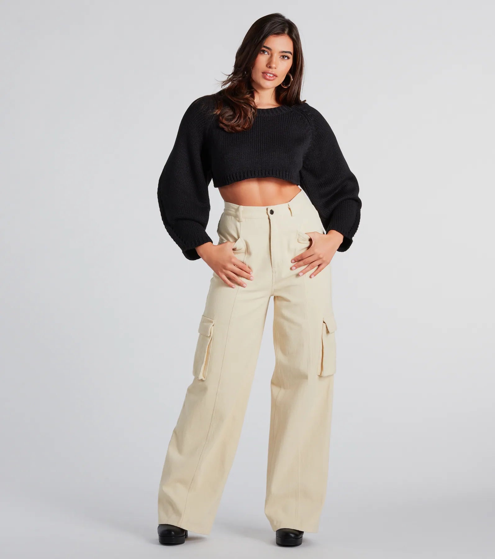 Elevated Cozy Open Back Cropped Sweater - Image 3