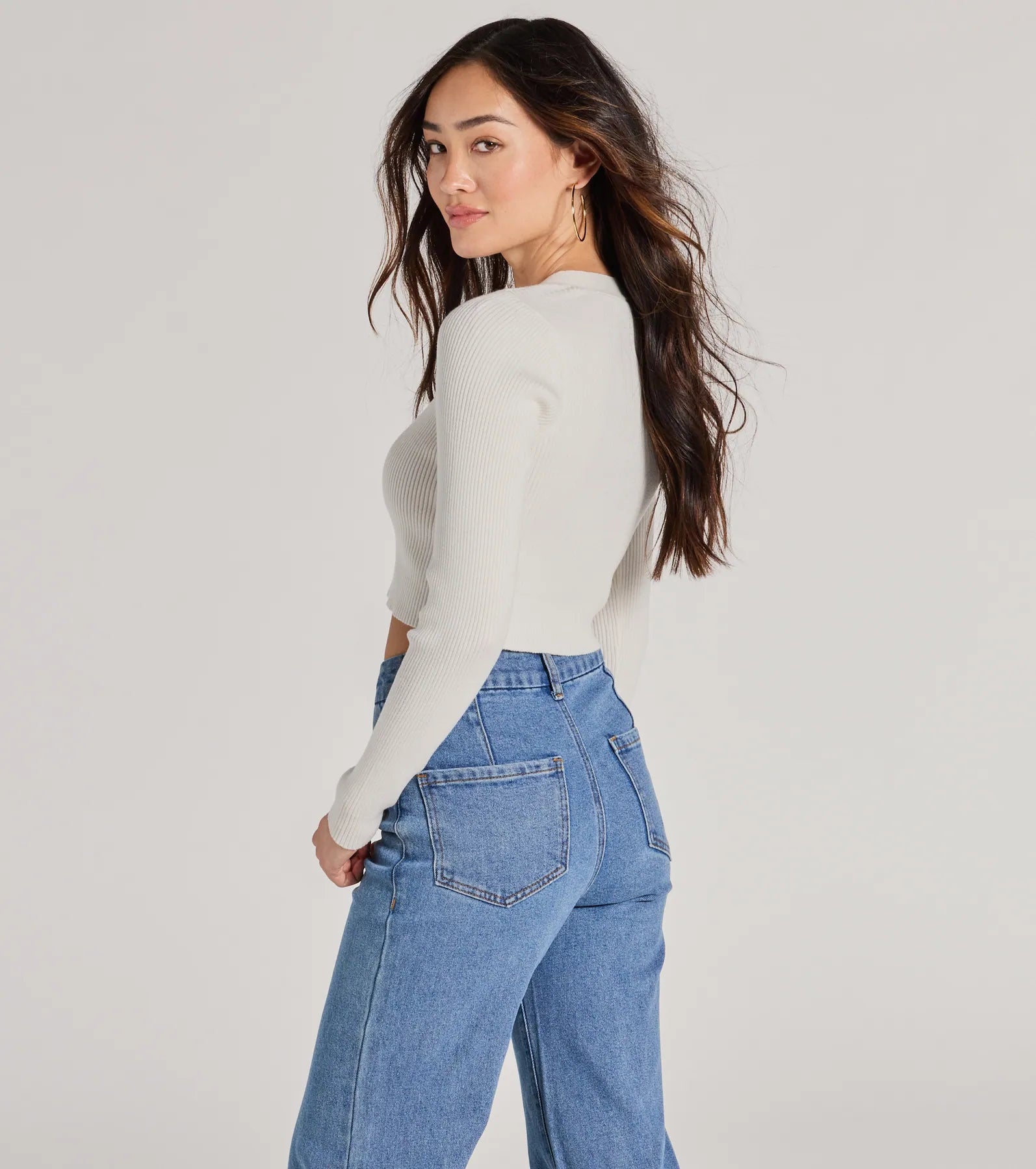 Darling Layer V-Neck Button Crop Cardigan - Image 6