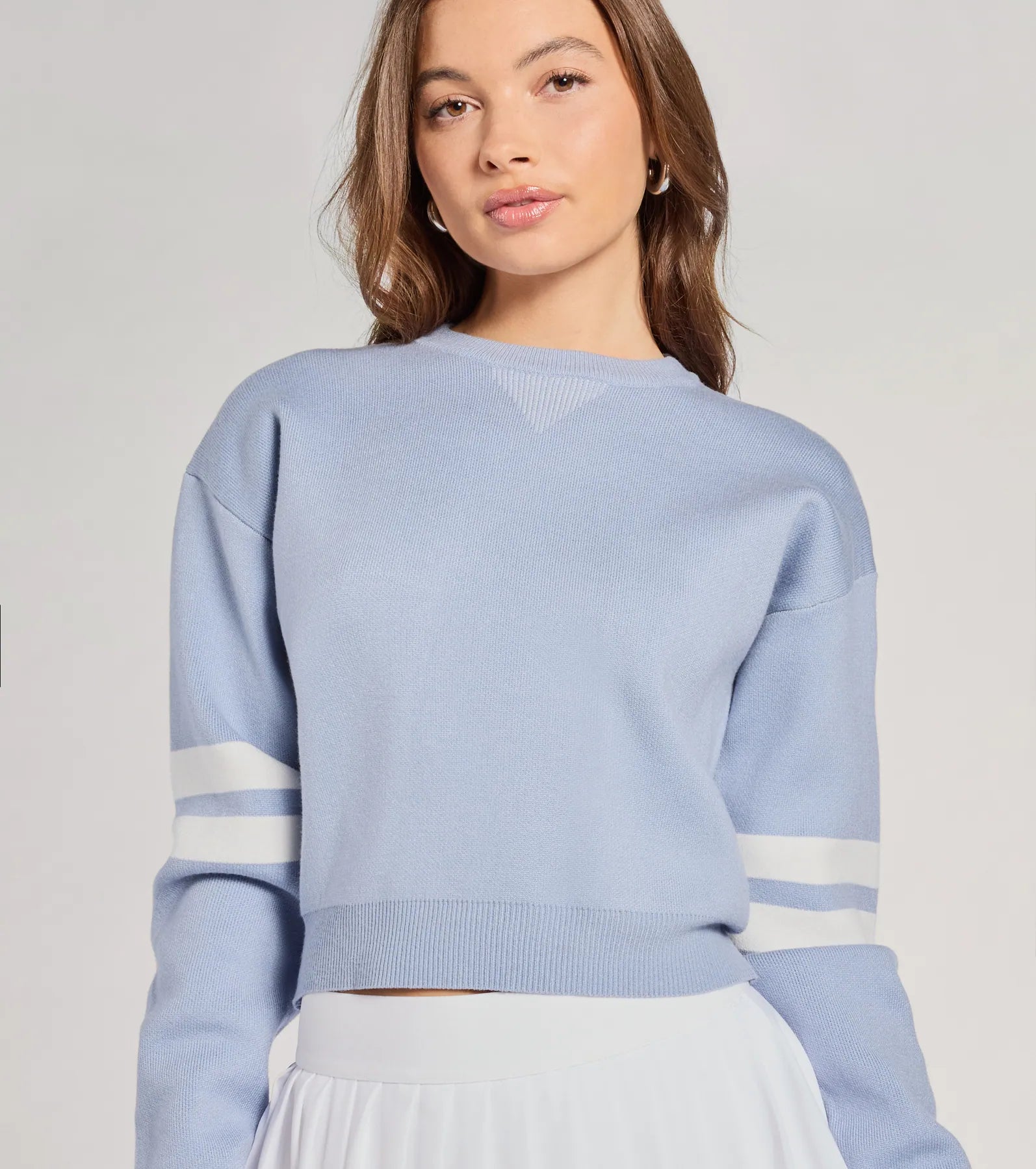 Varsity Girl Striped Knit Crop Sweater - Image 4
