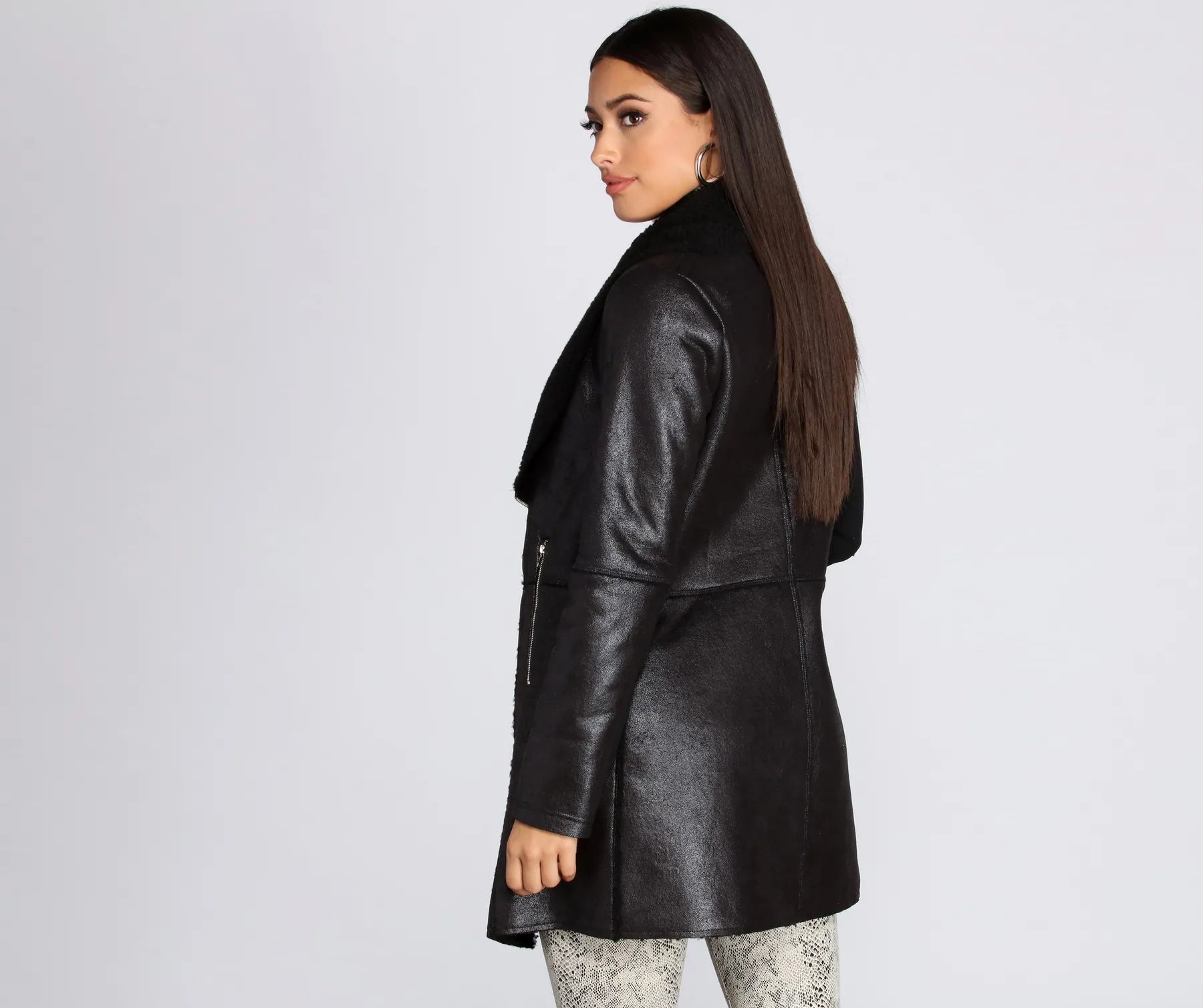 She Means Business Faux Leather Coat - Image 4