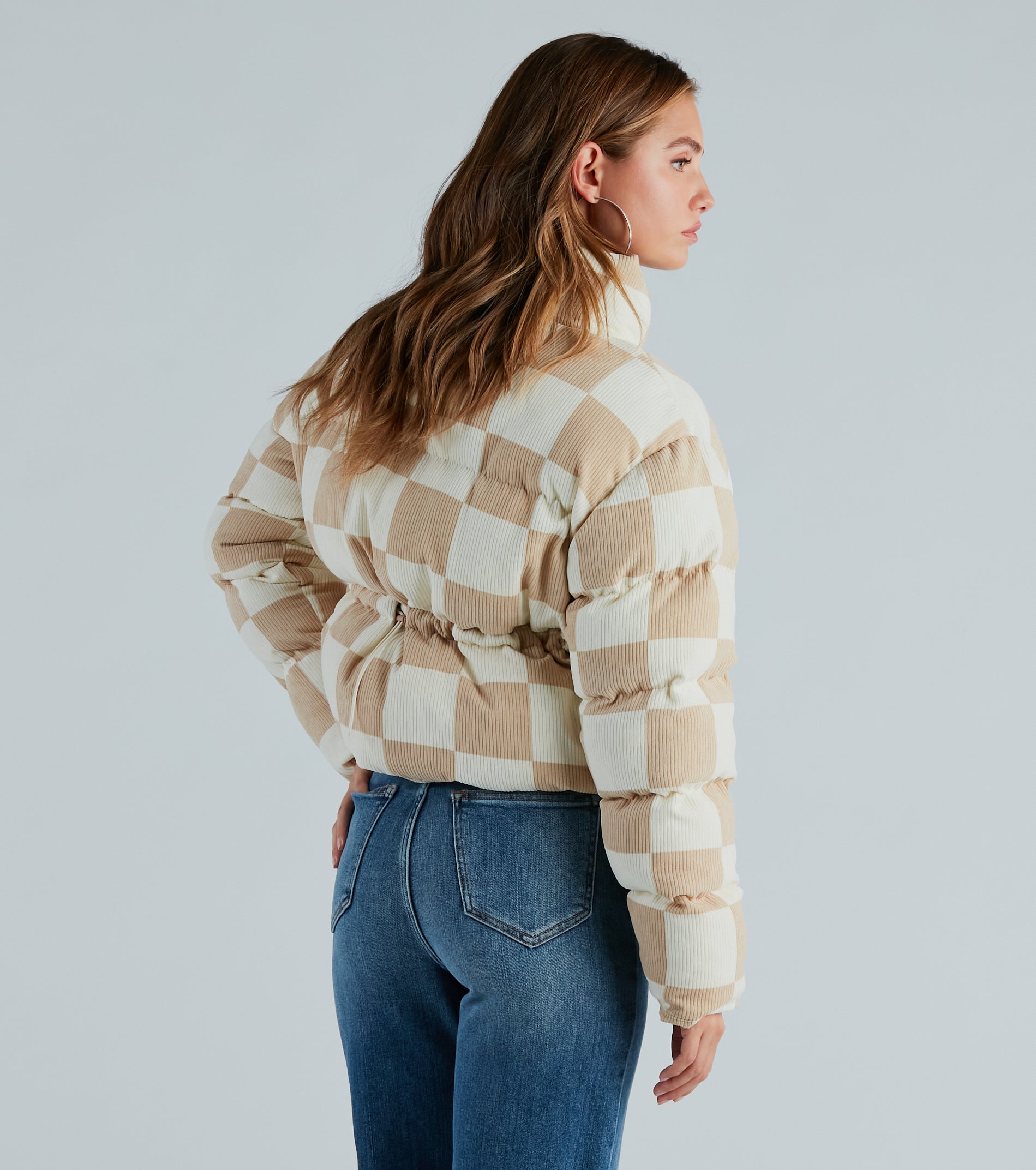 Check It Off Corduroy Checkered Puffer Jacket - Image 2