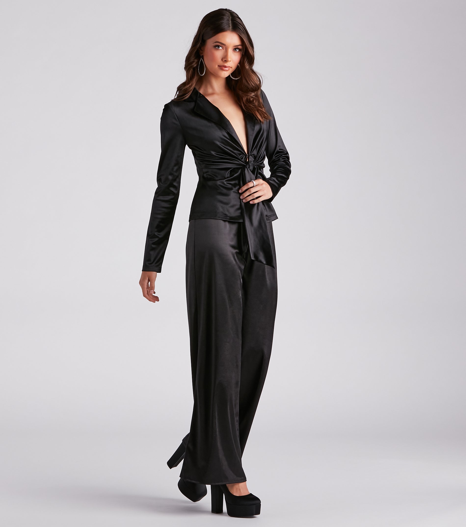 Biz Chic Satin Tie-Front Blazer - Image 7