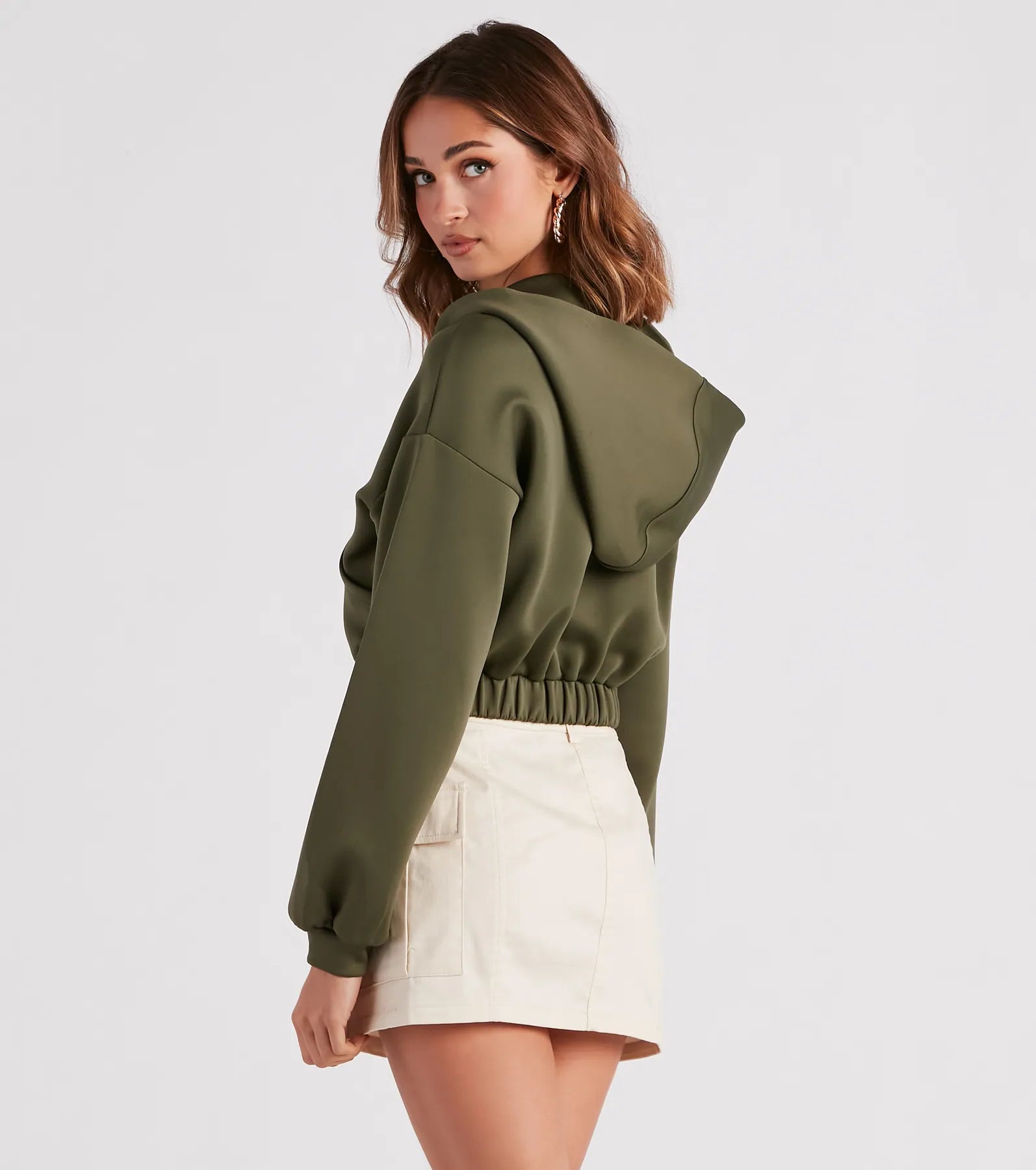 Off Duty Babe Luxe Zip-Up Crop Hoodie - Image 6