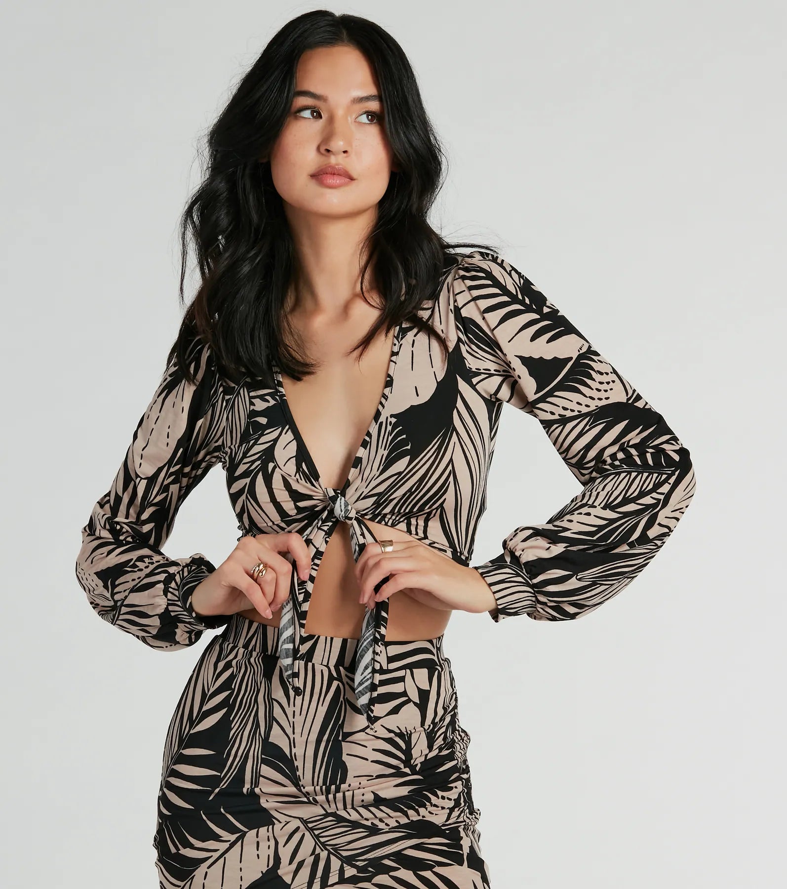 Tropical Day Dream Tie-Front Crop Top - Image 2