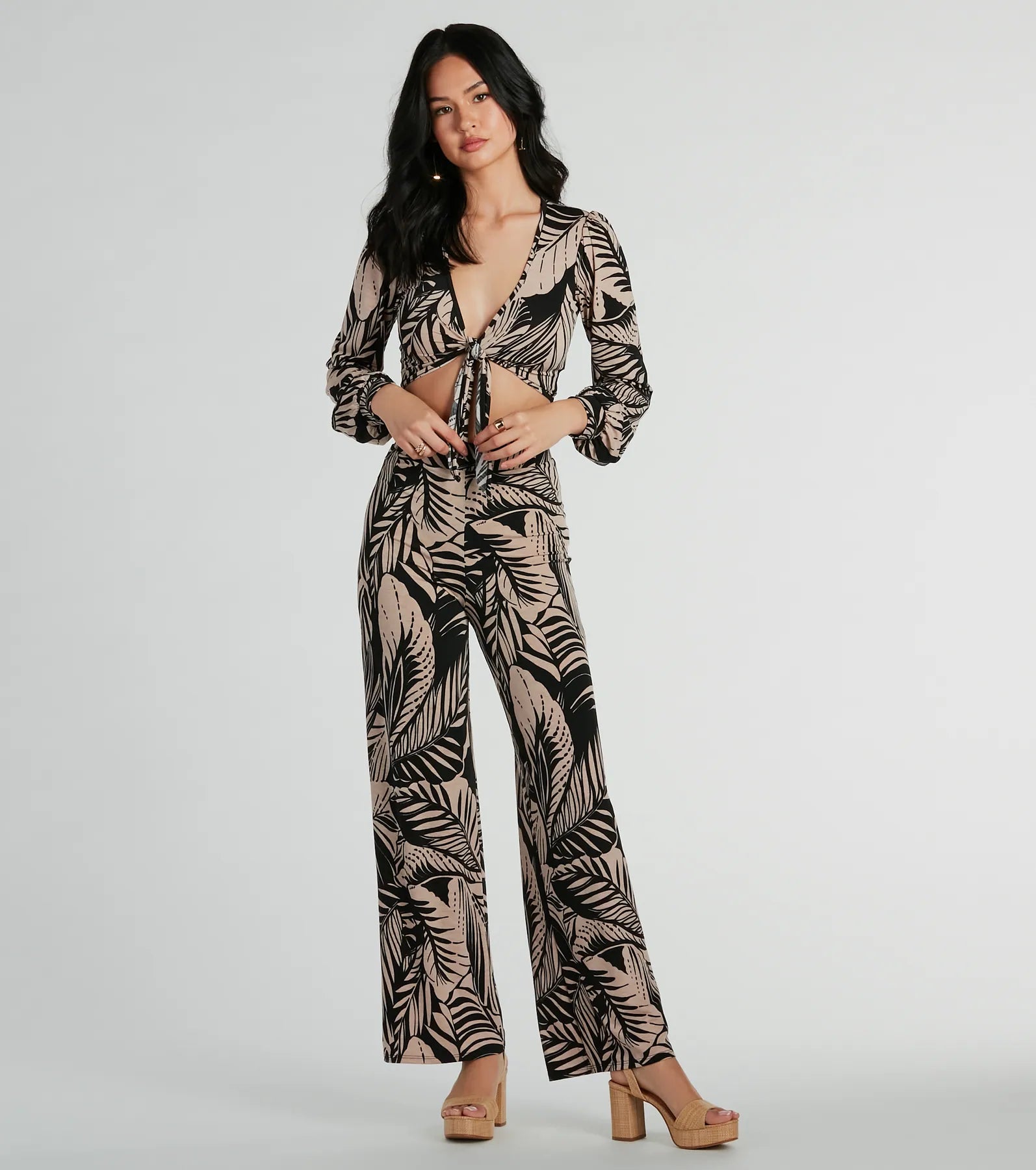 Tropical Day Dream Tie-Front Crop Top - Image 5