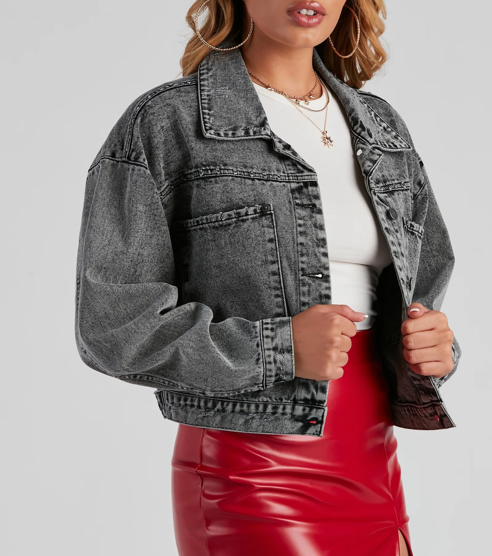 Don't Waist Time Crop Denim Jacket - Image 8