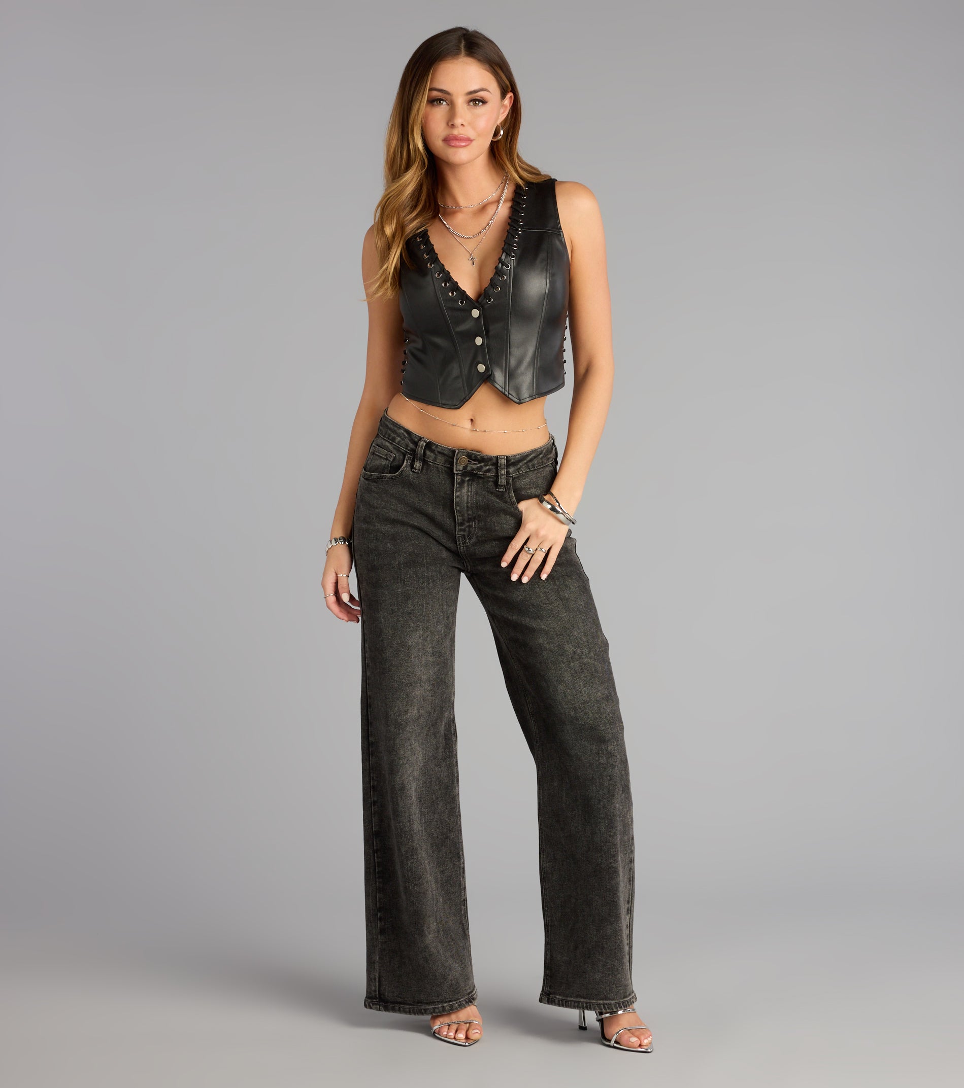Cute Rebel Lace-Up Stitch Vest - Image 3
