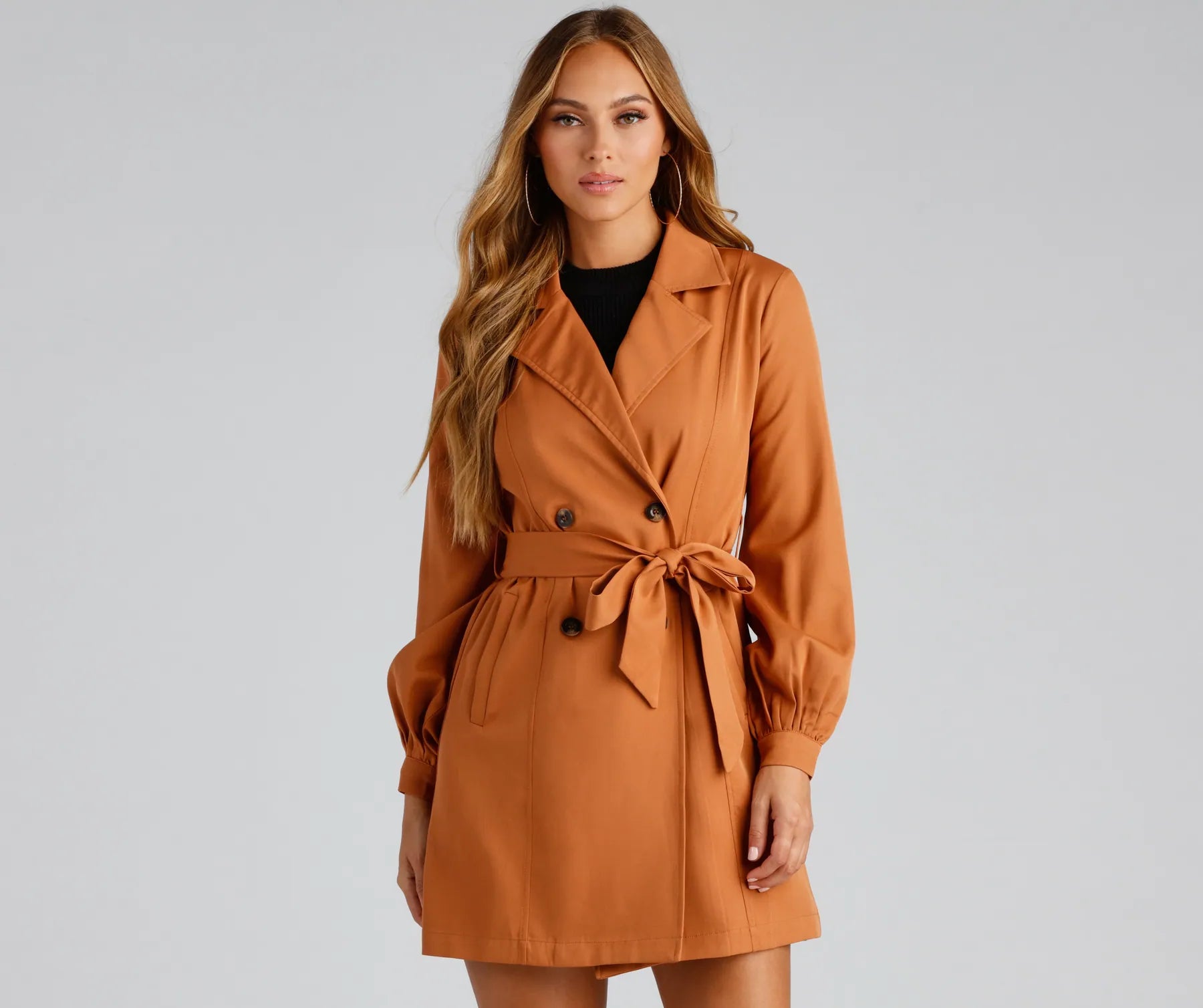Cinched And Chic Belted Trench Coat - Image 2