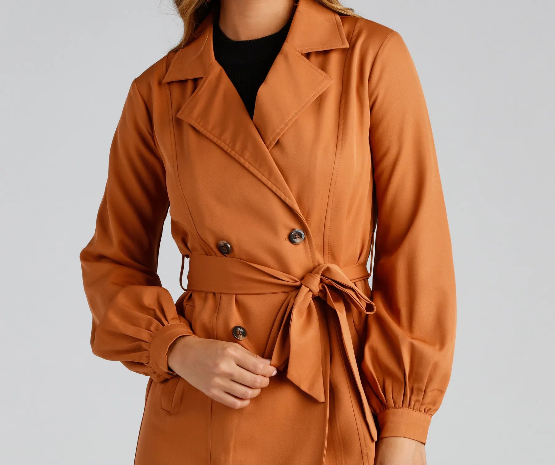 Cinched And Chic Belted Trench Coat - Image 3