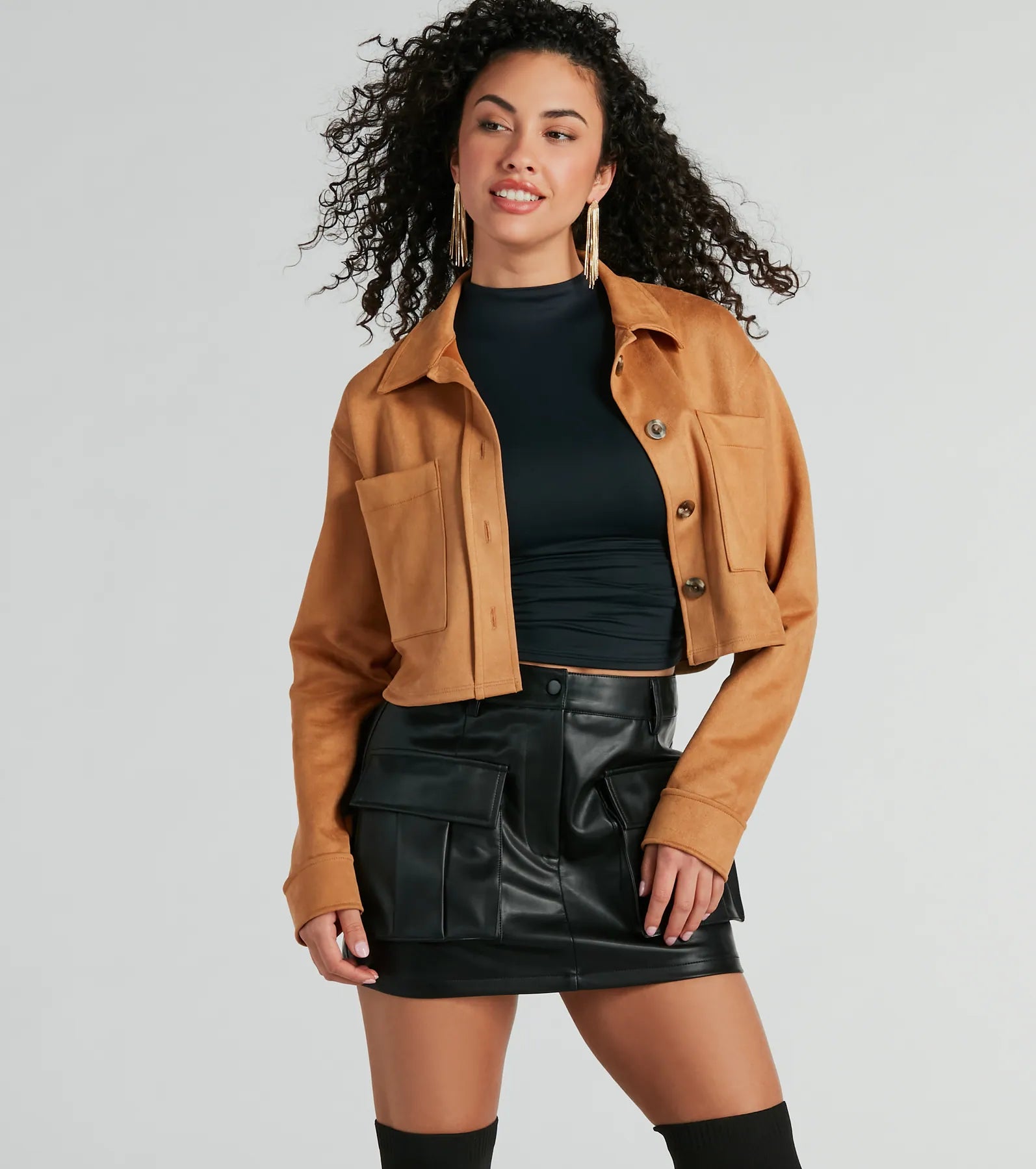 Open Road Button Up Faux Suede Shacket - Image 4