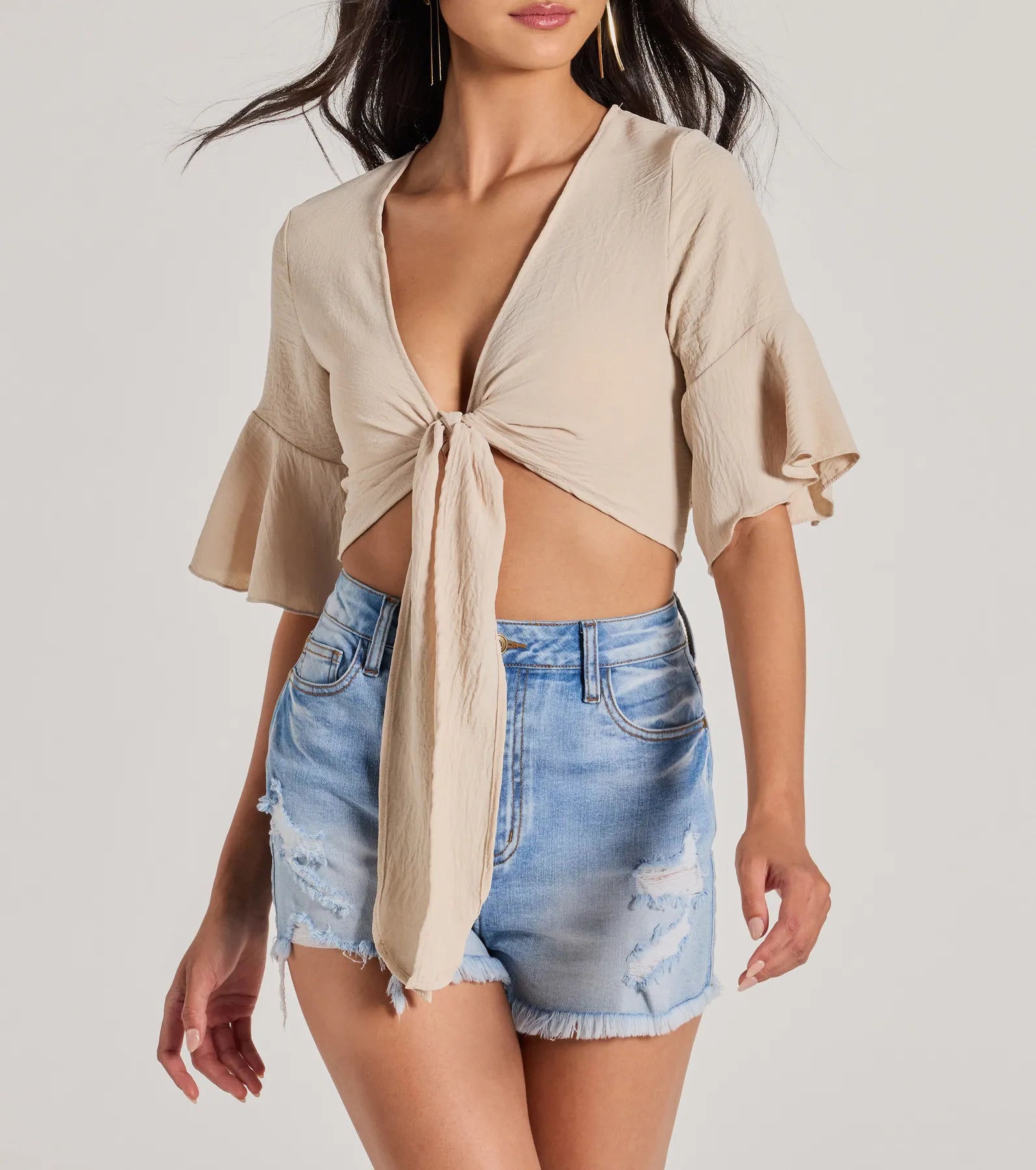 Infinite Possibilities Tie Front Crop Top - Image 4