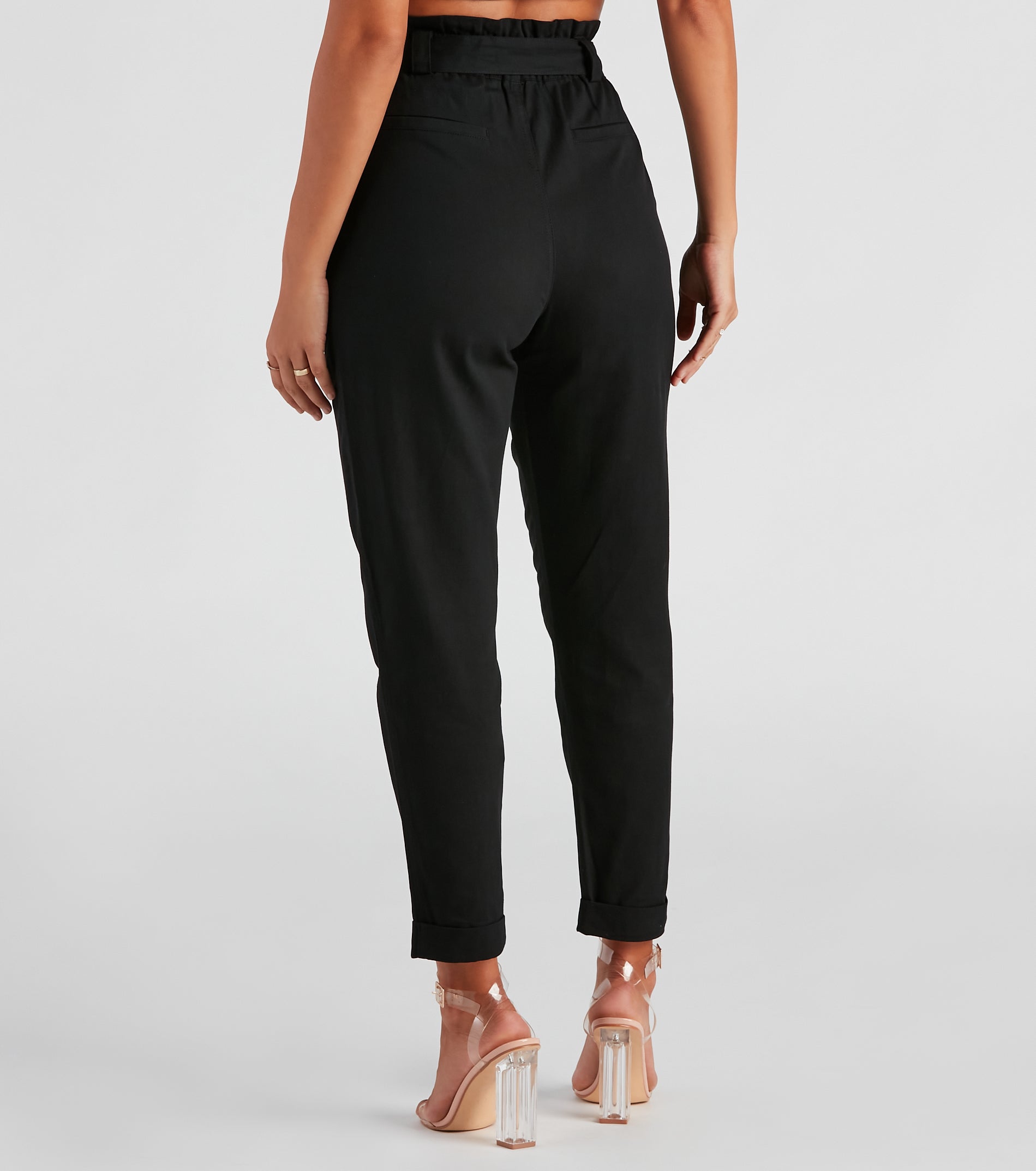 Trendy And Tapered High Waist Paperbag Pants - Image 7