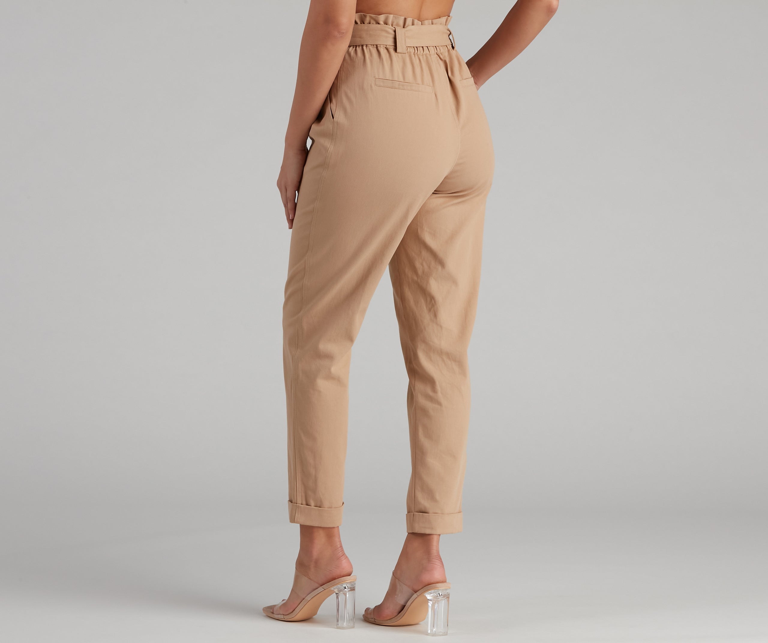 Trendy And Tapered High Waist Paperbag Pants - Image 3
