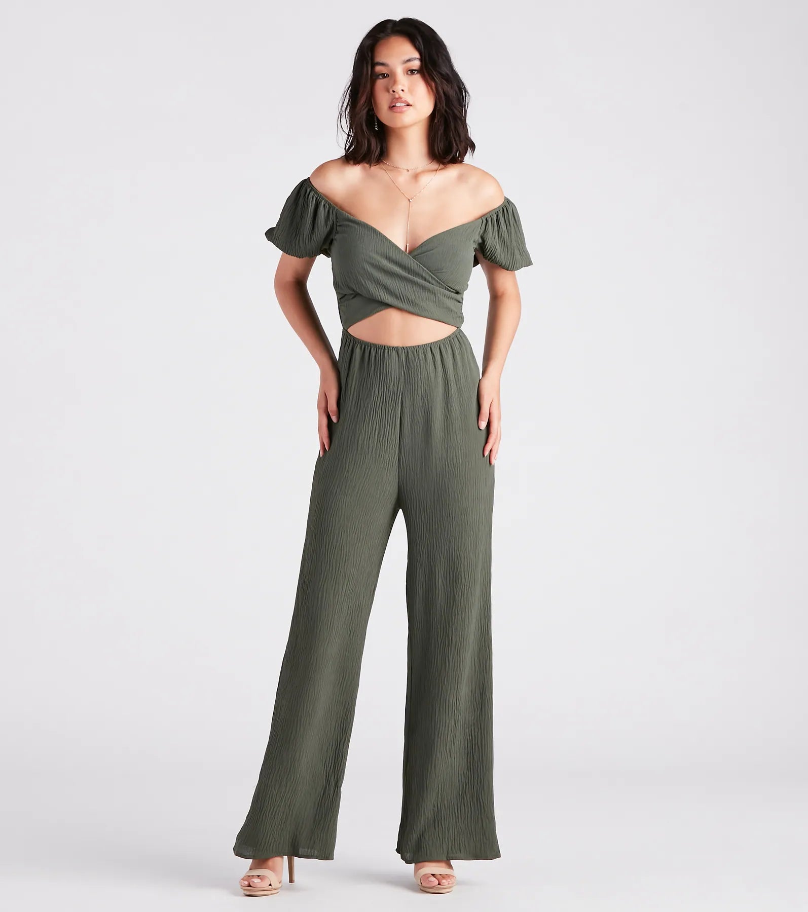 Flirt On Check Linen Puff Sleeve Jumpsuit - Image 5