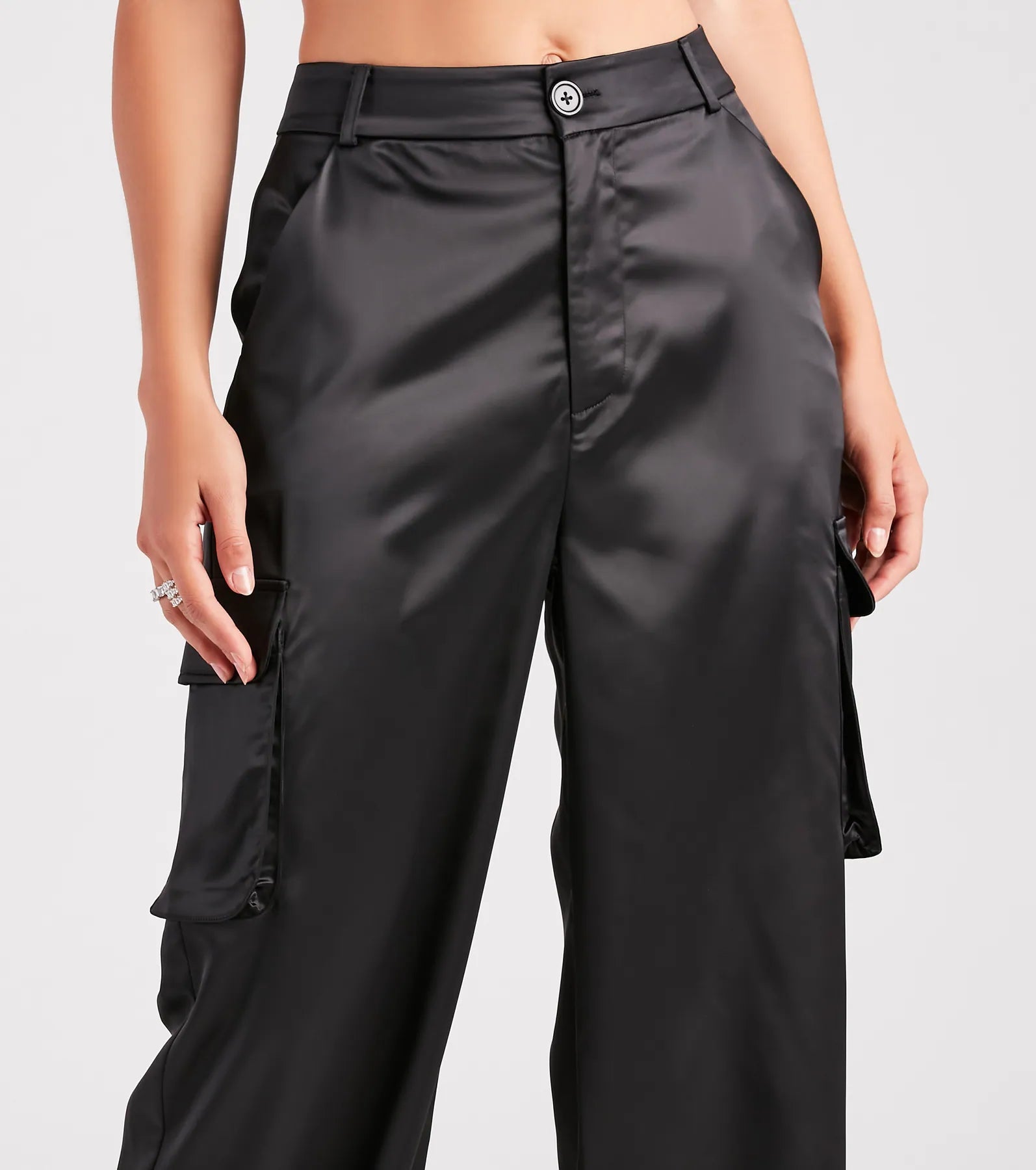 Dress Me Up Satin Straight-Leg Cargo Pants - Image 4