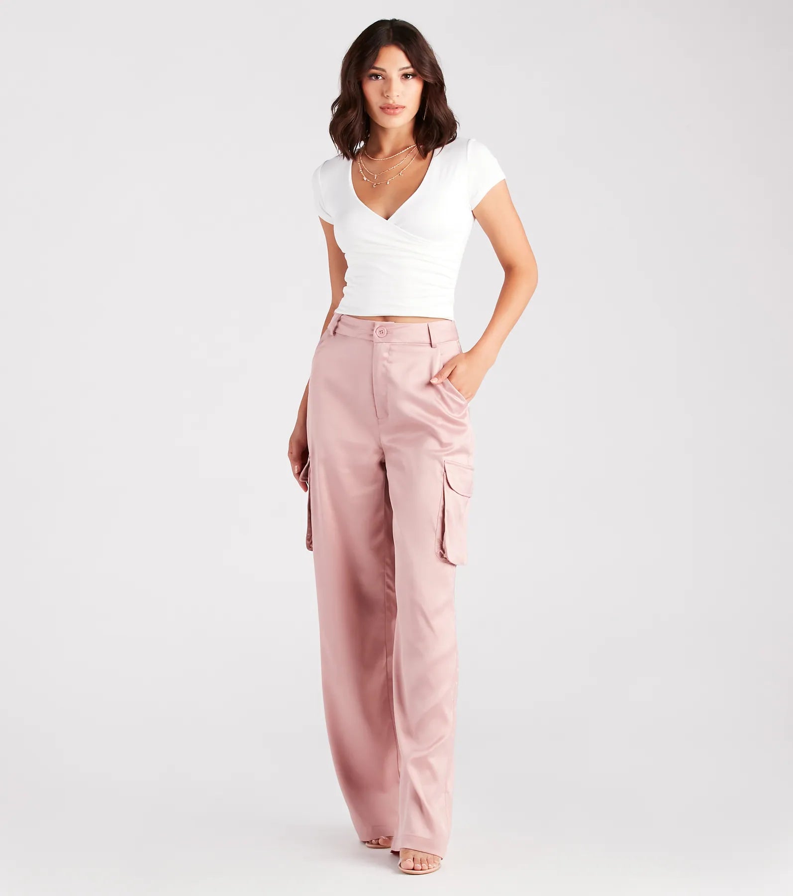 Dress Me Up Satin Straight-Leg Cargo Pants - Image 6