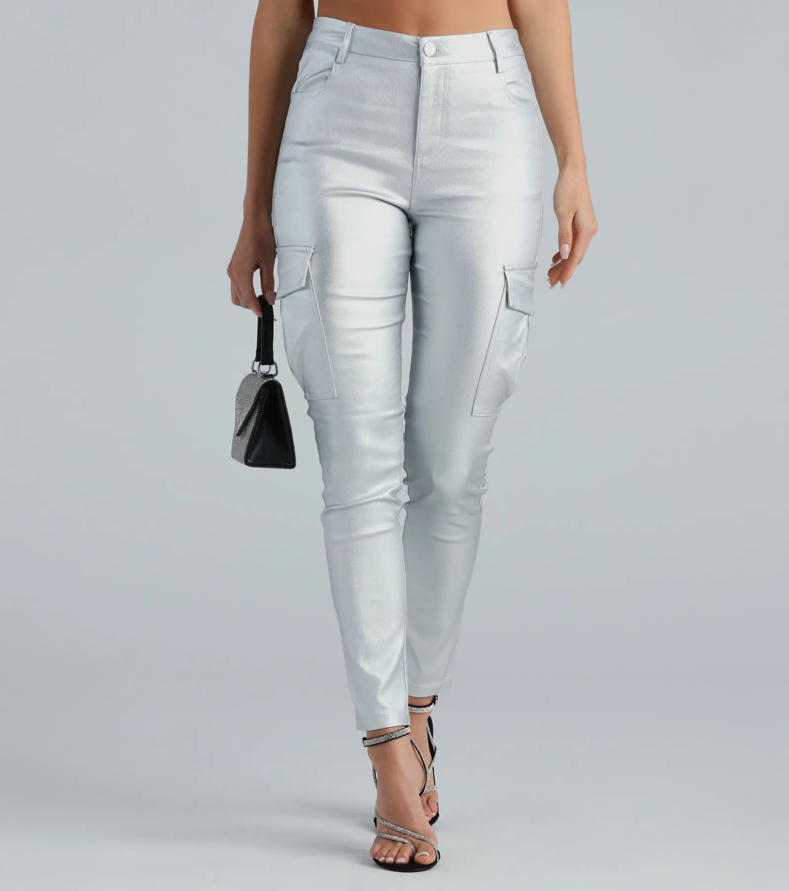 Casually Elevated Faux Leather Cargo Pants - Image 9