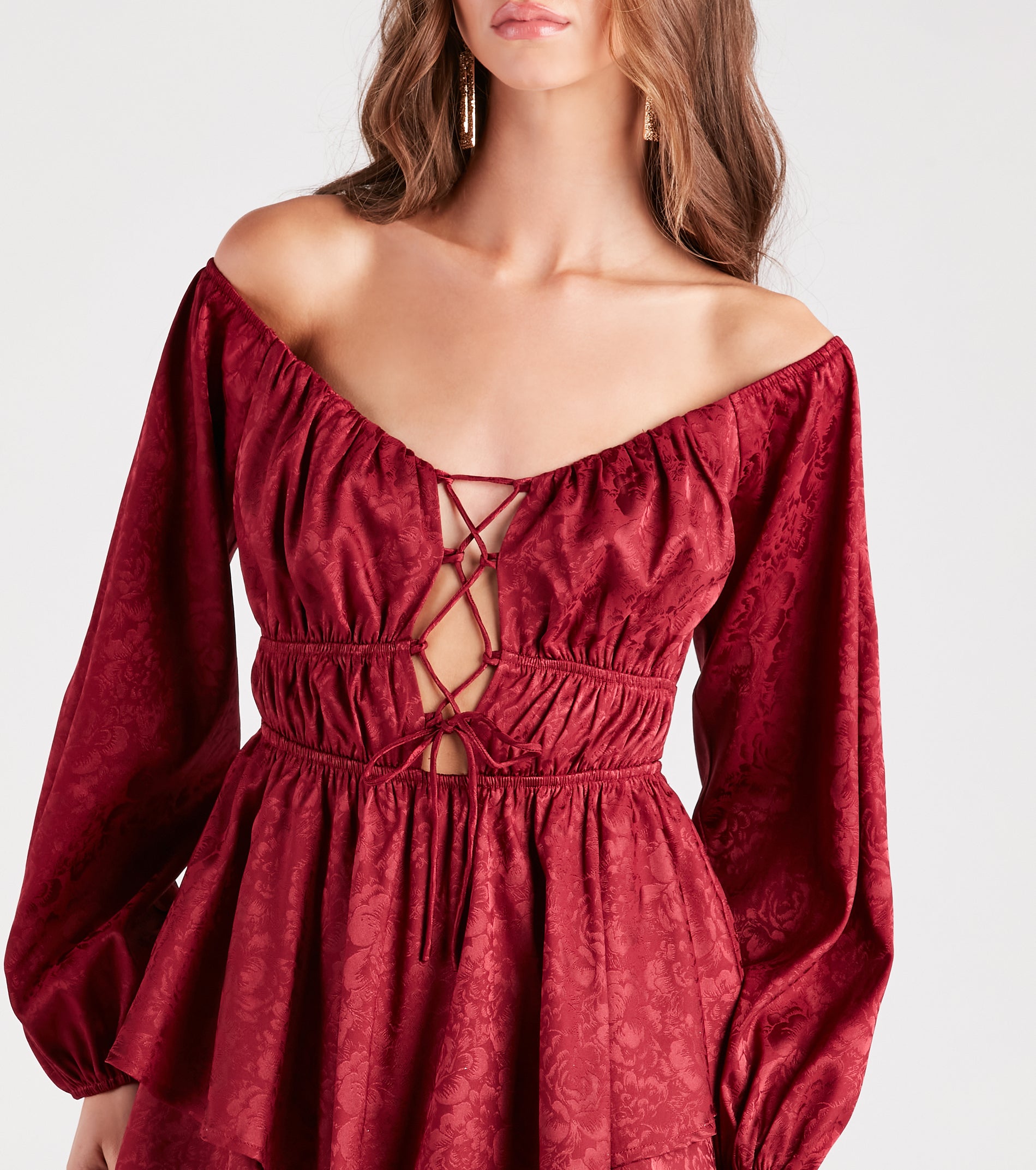 Feels Like Love Floral Jacquard Satin Romper - Image 3